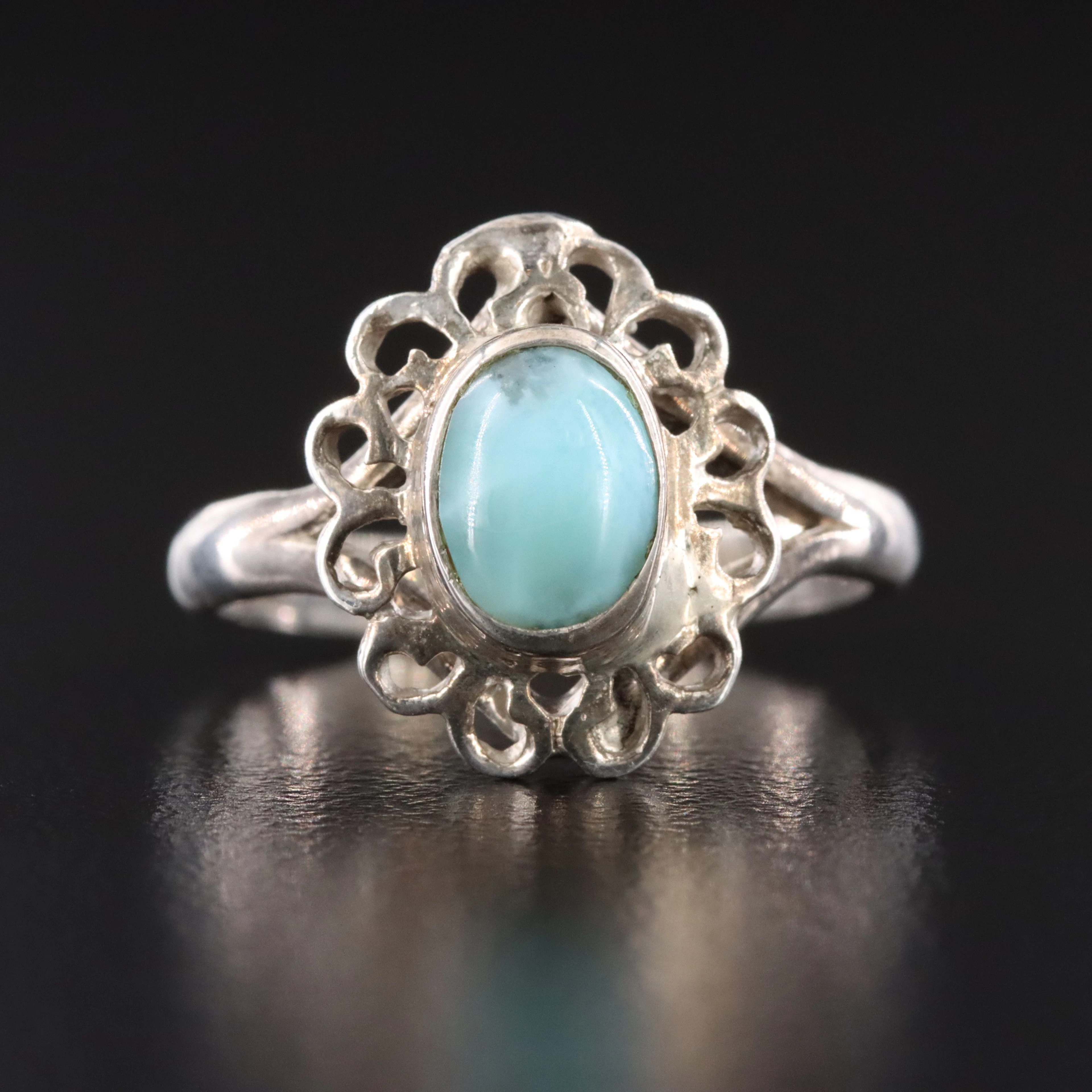 Sterling Larimar Ring