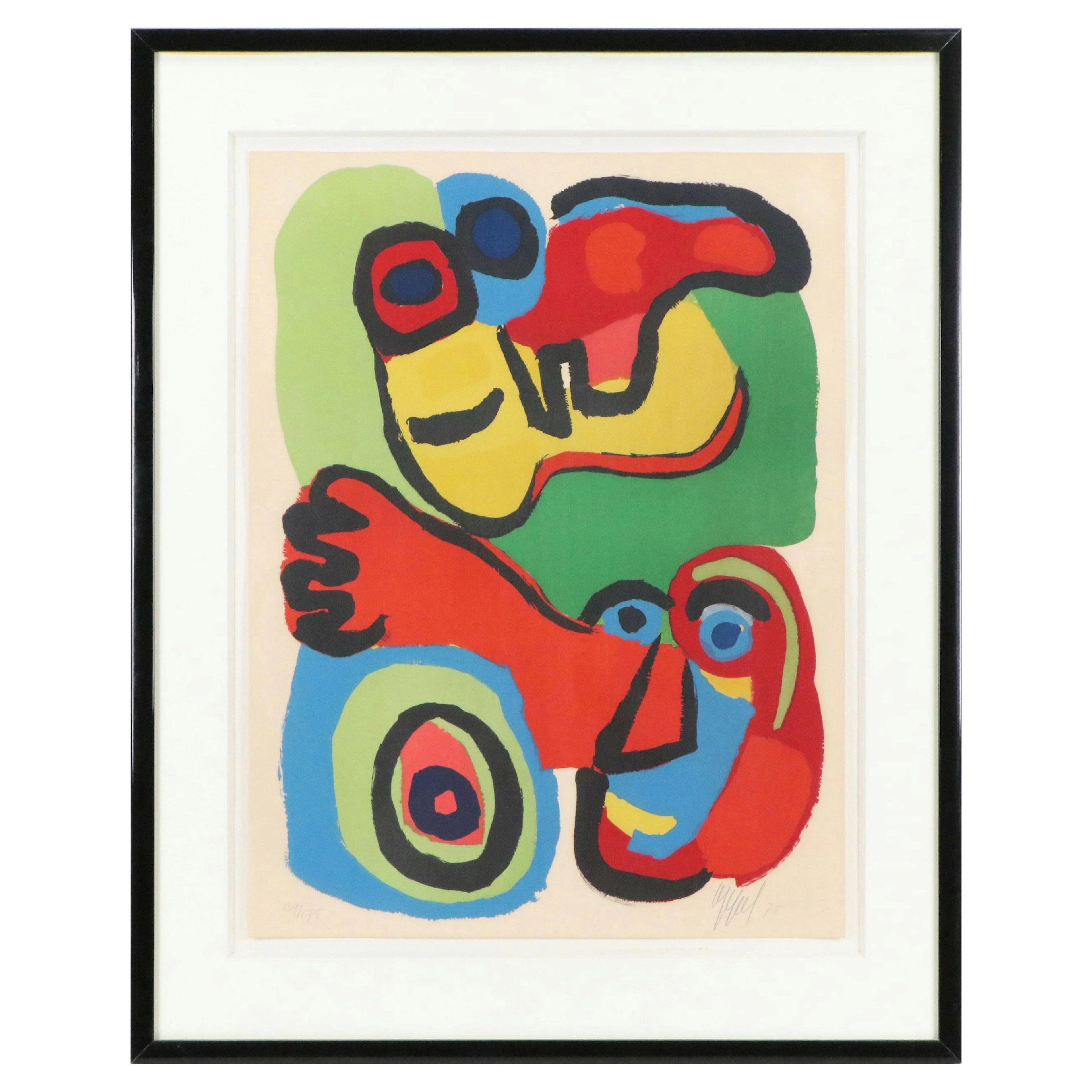 Karel Appel Abstracted Color Lithograph "Seeing Eyes," 1975