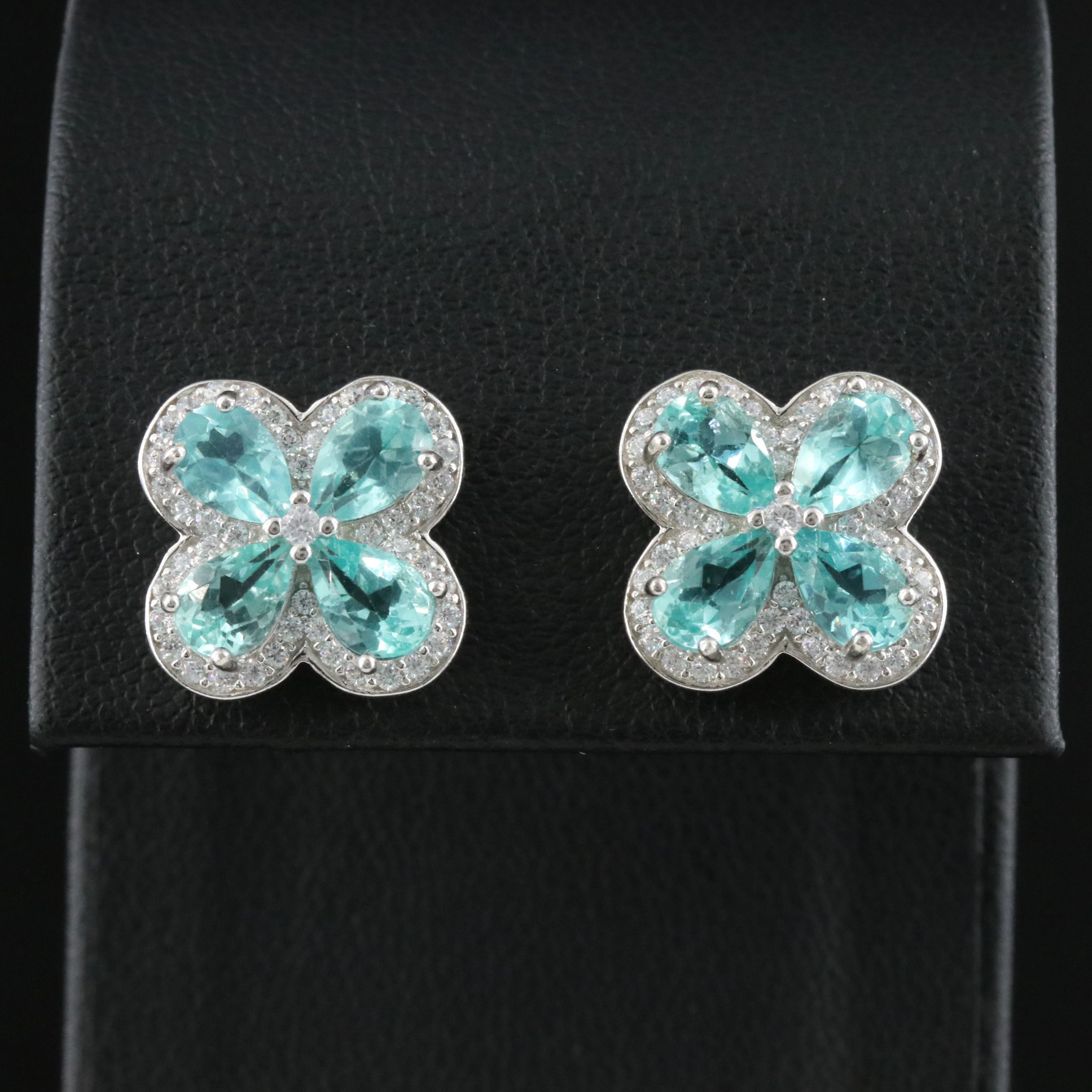 Sterling Apatite and CZ Earrings