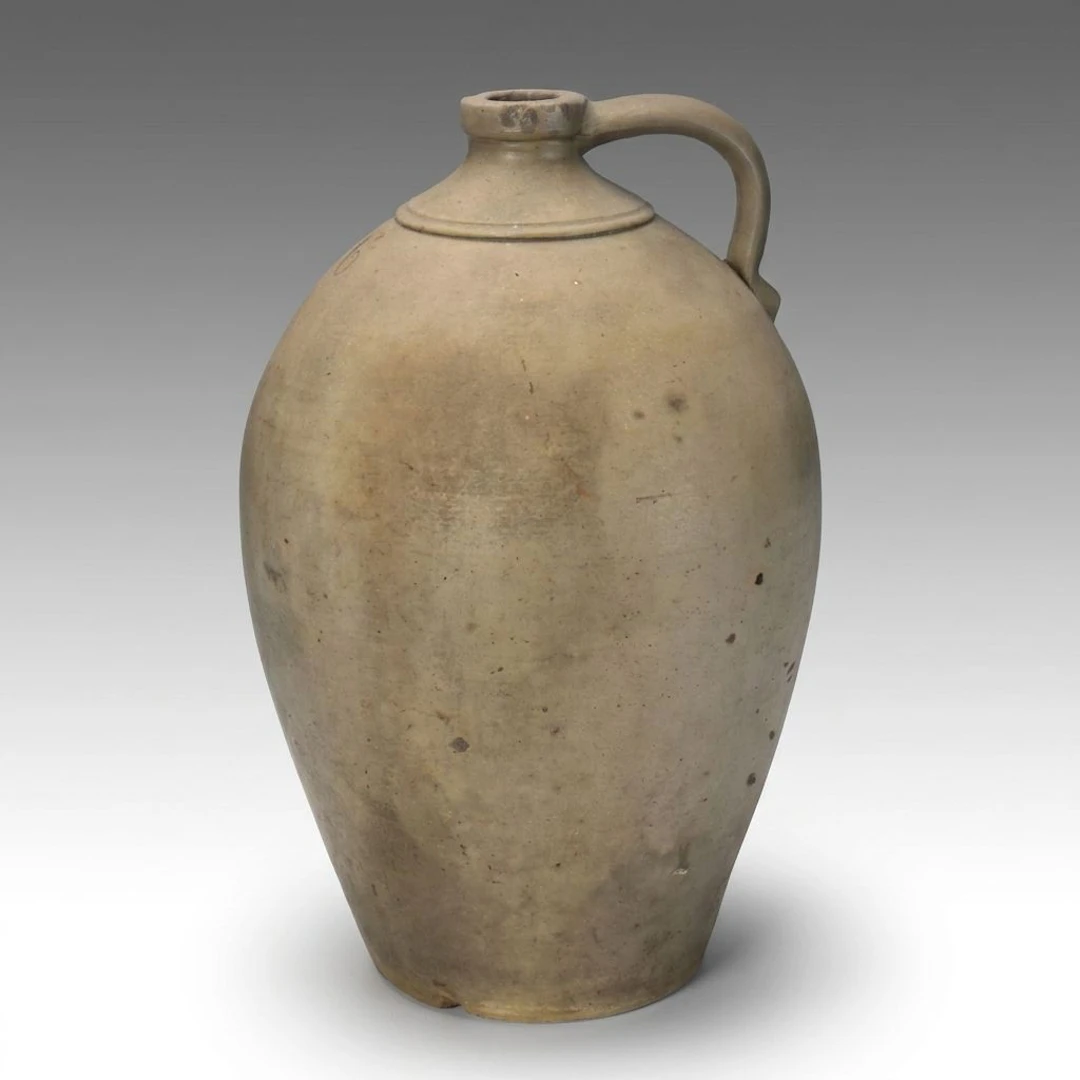 American Salt Glazed Stoneware Six Gallon Ovid Jug, 19th Century