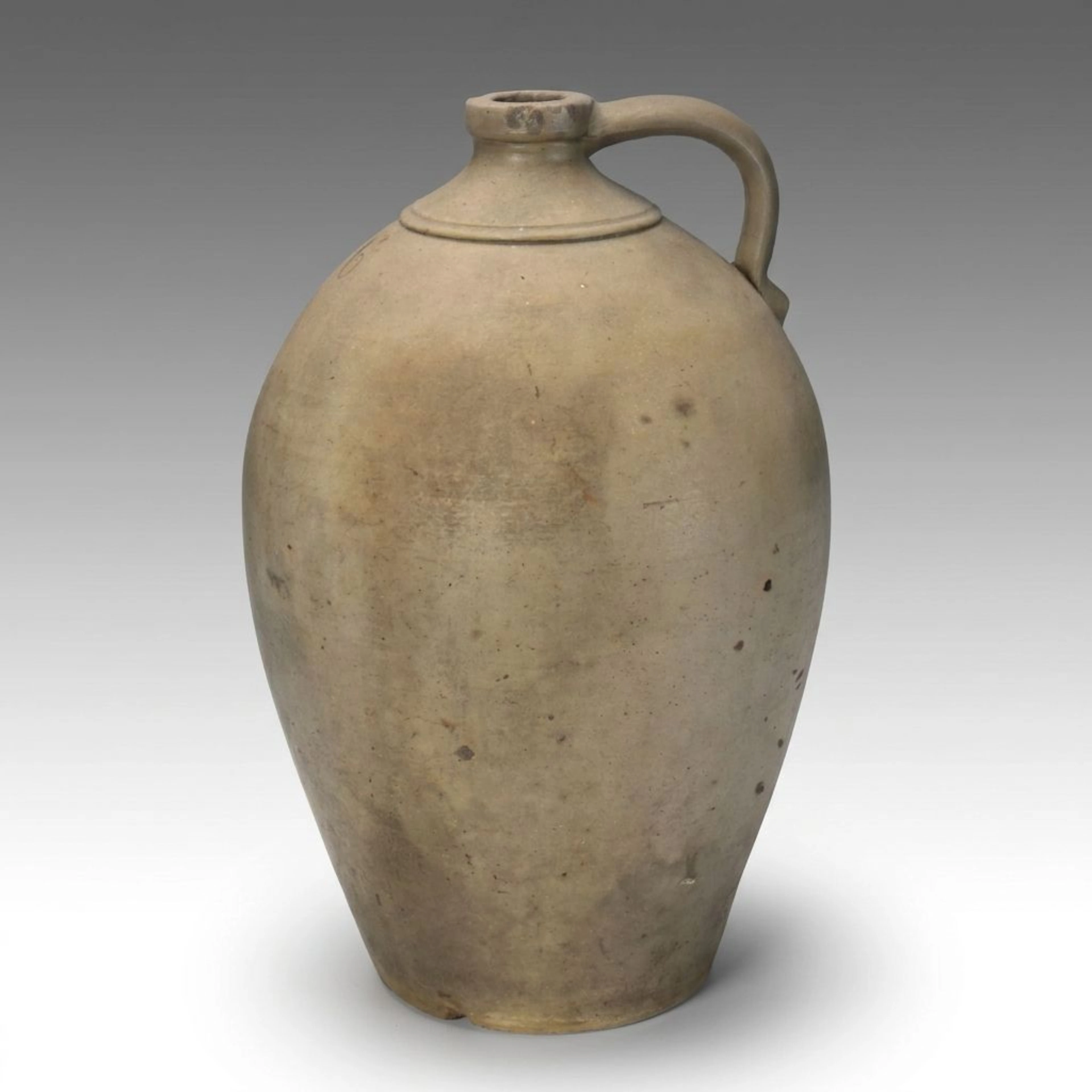 American Salt Glazed Stoneware Six Gallon Ovid Jug, 19th Century