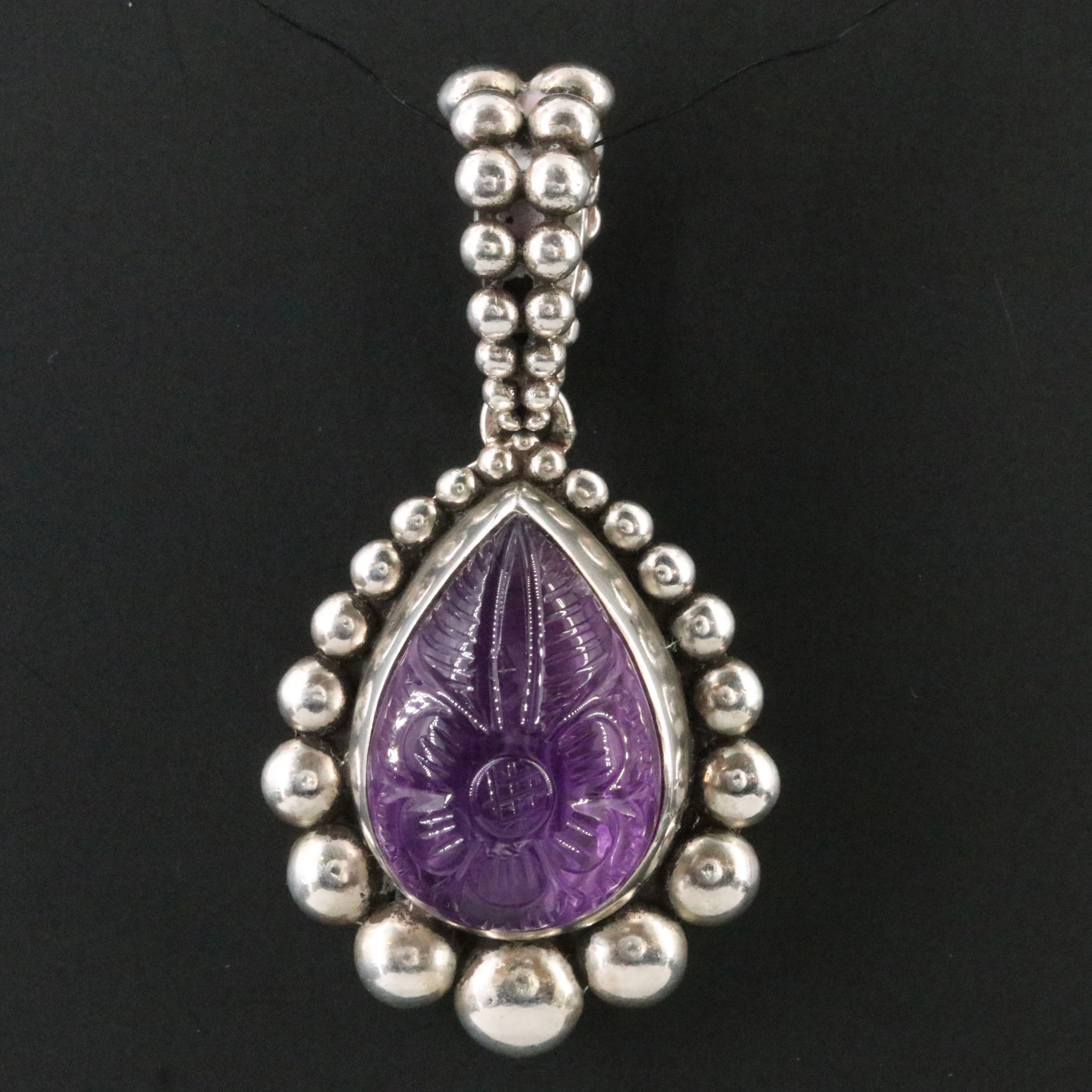 Stephen Dweck Sterling Amethyst Carved Enhancer Pendant