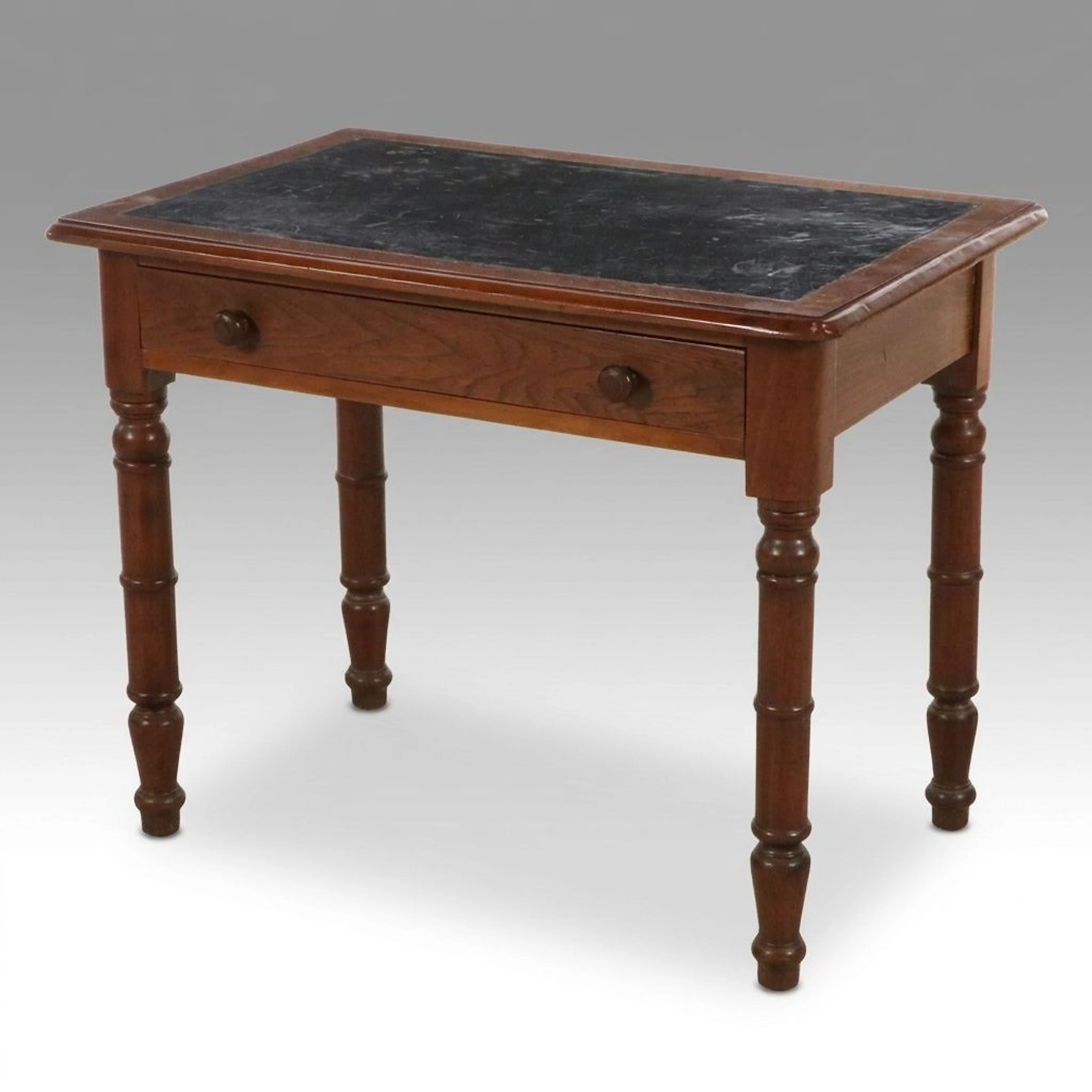 American Country Sheraton Style Desk with Leather Insert, 19th-20th Century