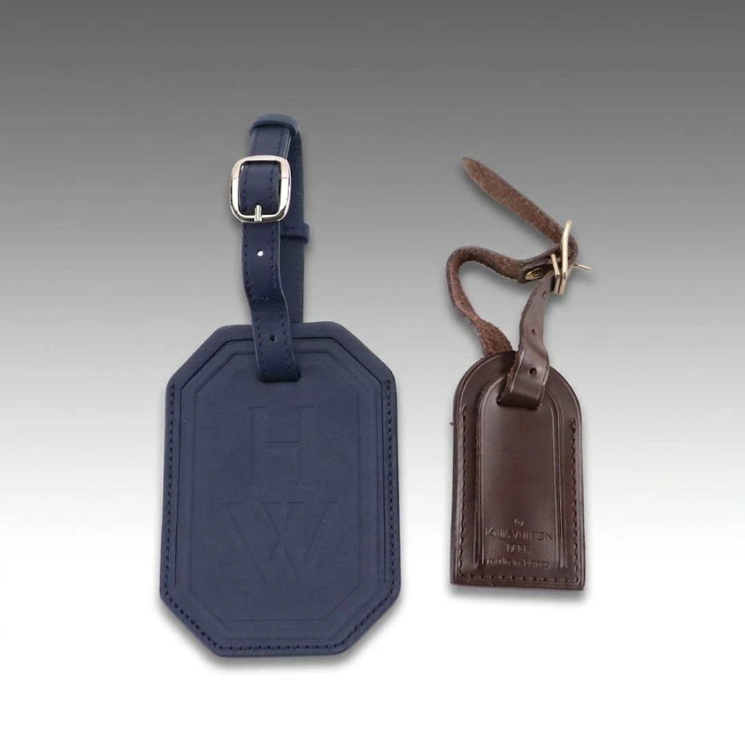 Louis Vuitton Small and Harry Winston Logo Leather Luggage Tags
