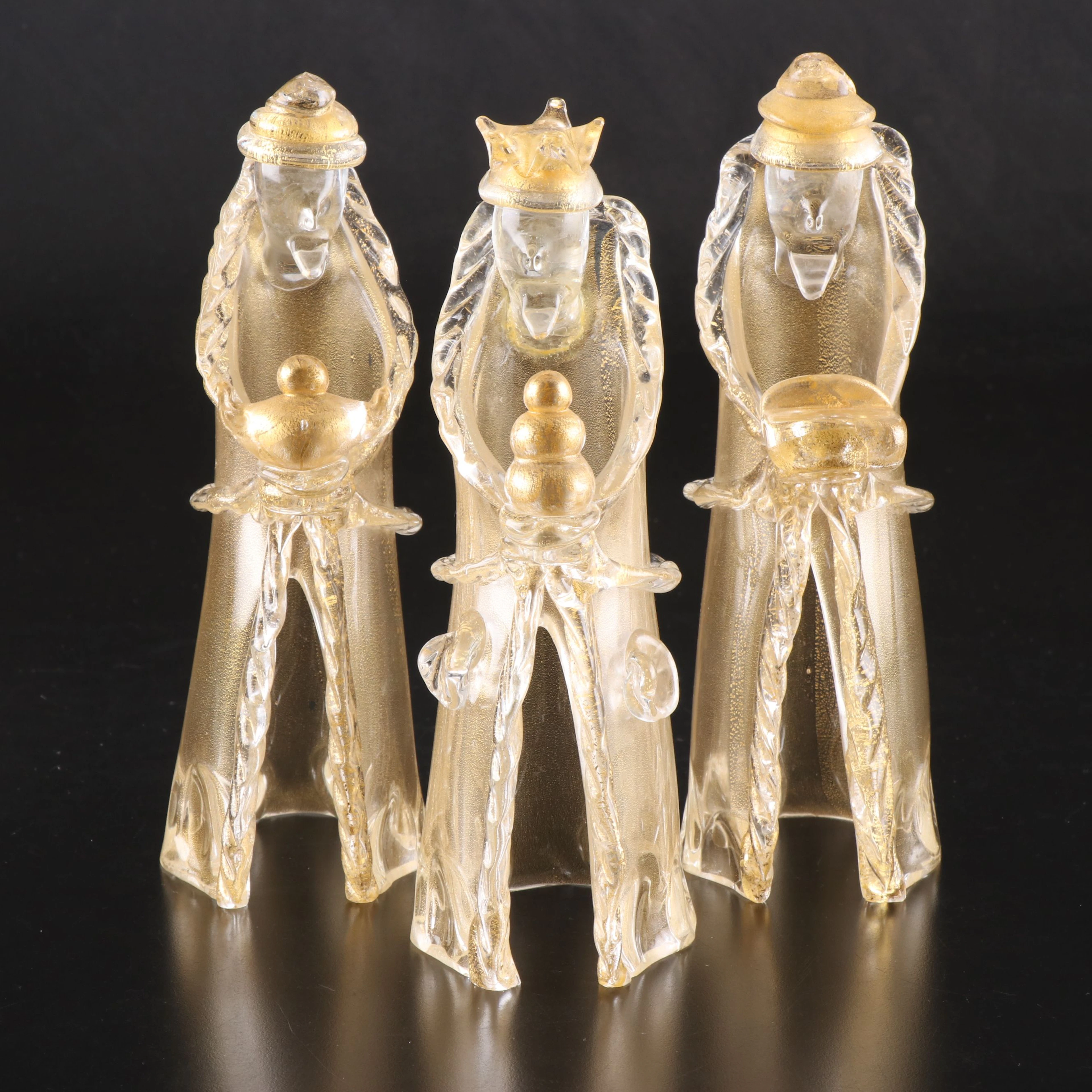Murano Style Three Wise Men Art Glass Figurines Attributed to Gino Cenedese