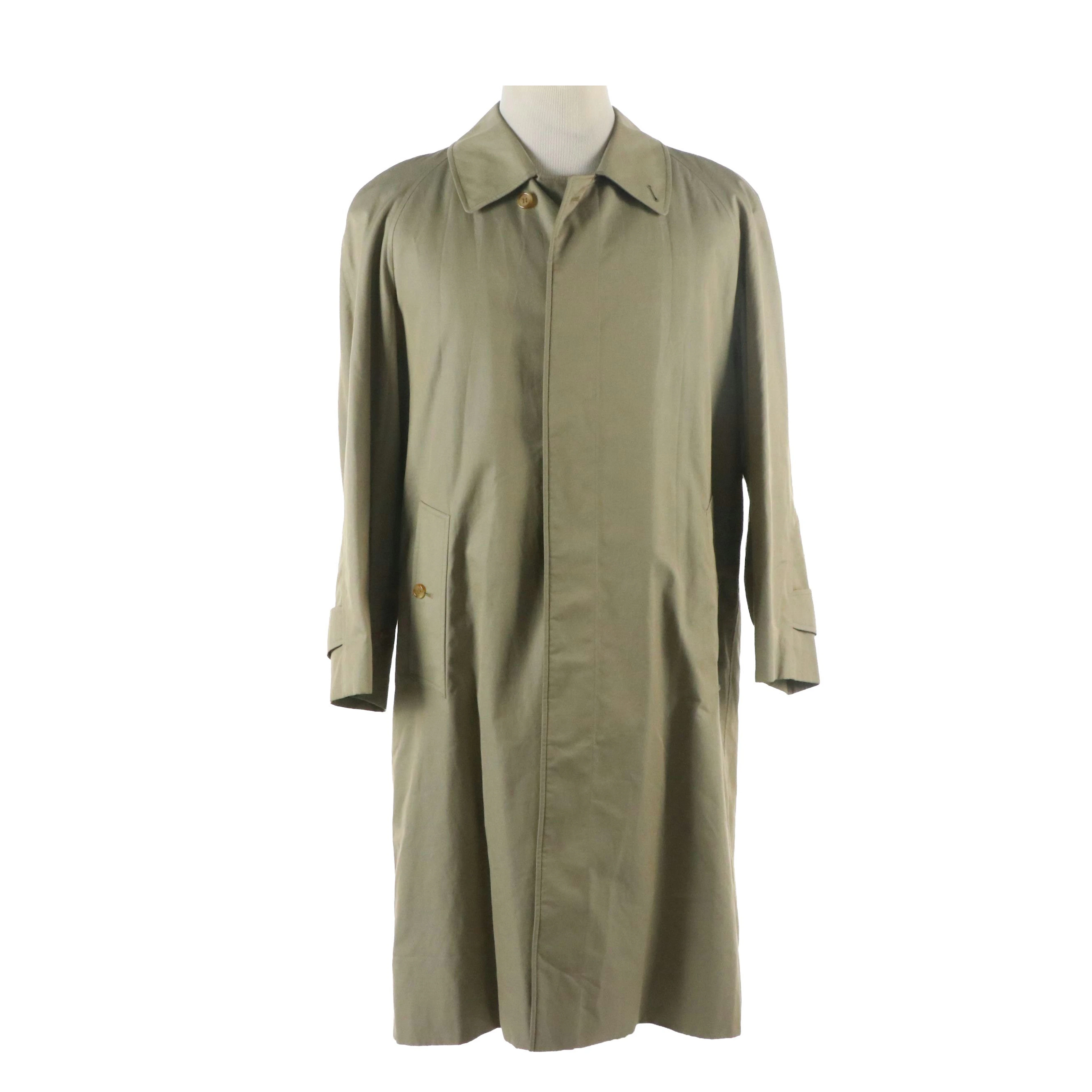 Men's Burberrys Shot Cotton Raincoat with Wool Check Liner, Vintage