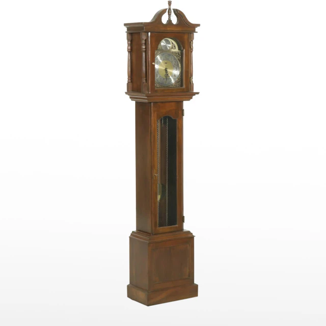 Federal Style Emperor Grandfather Clock in Walnut Cabinet
