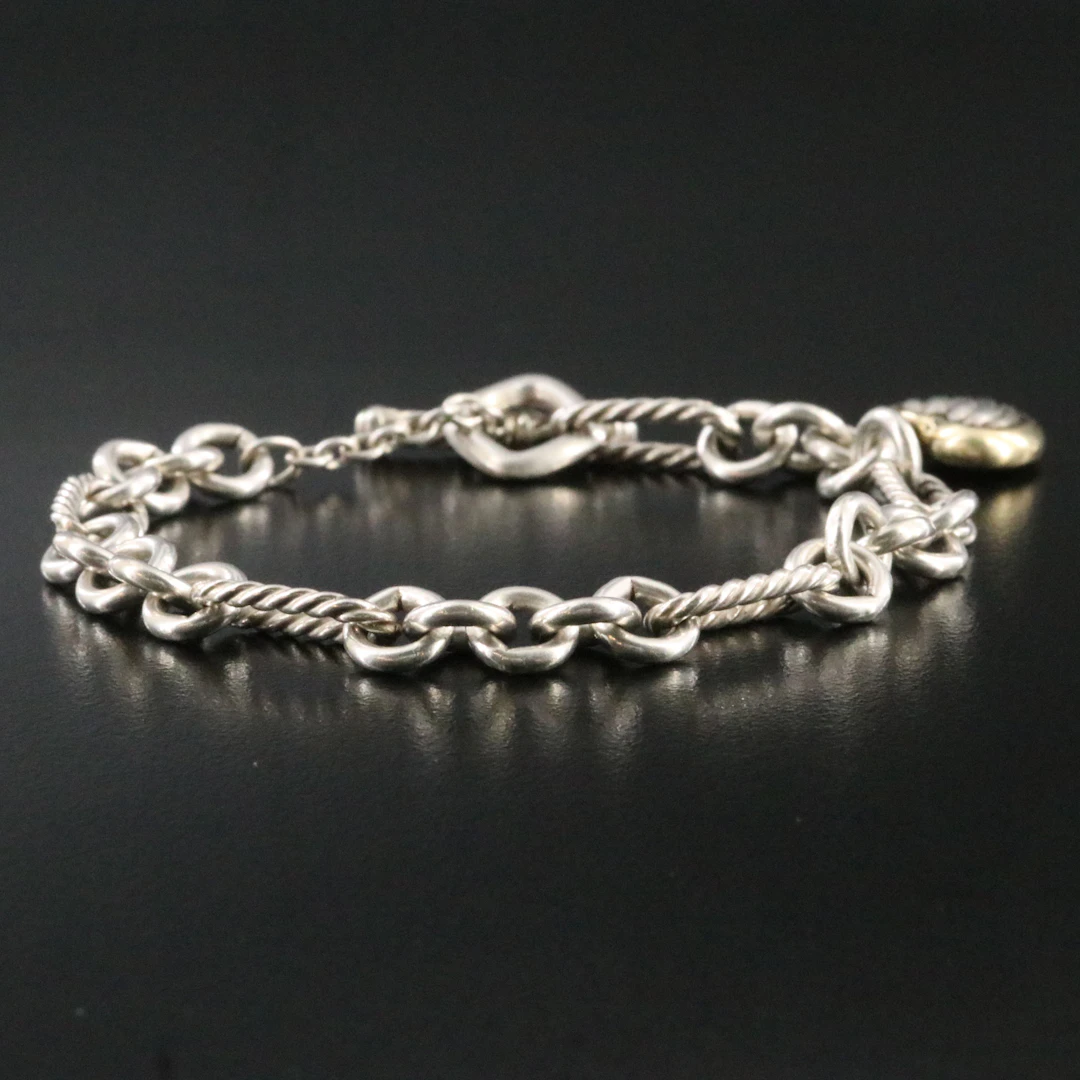 David Yurman Sterling Heart Charm Bracelet with 18K Accent