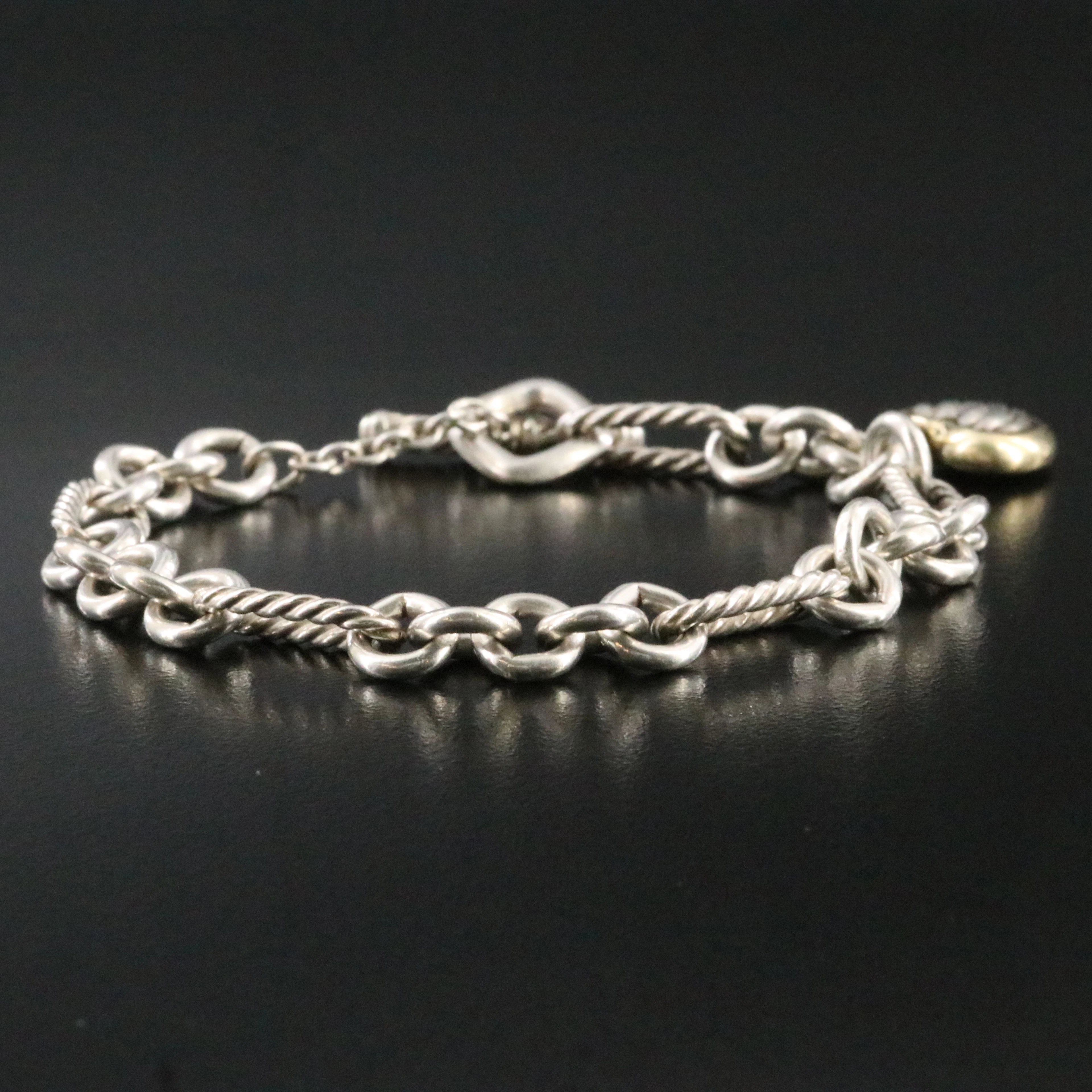 David Yurman Sterling Heart Charm Bracelet with 18K Accent