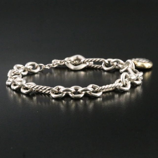 David Yurman Sterling Heart Charm Bracelet with 18K Accent