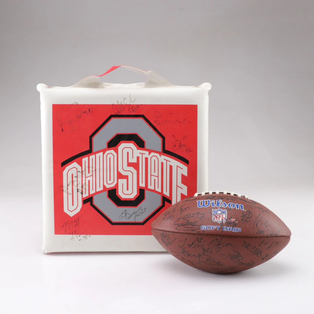 Signed Football & Bleacher Cushion by The Ohio State University Buckeyes