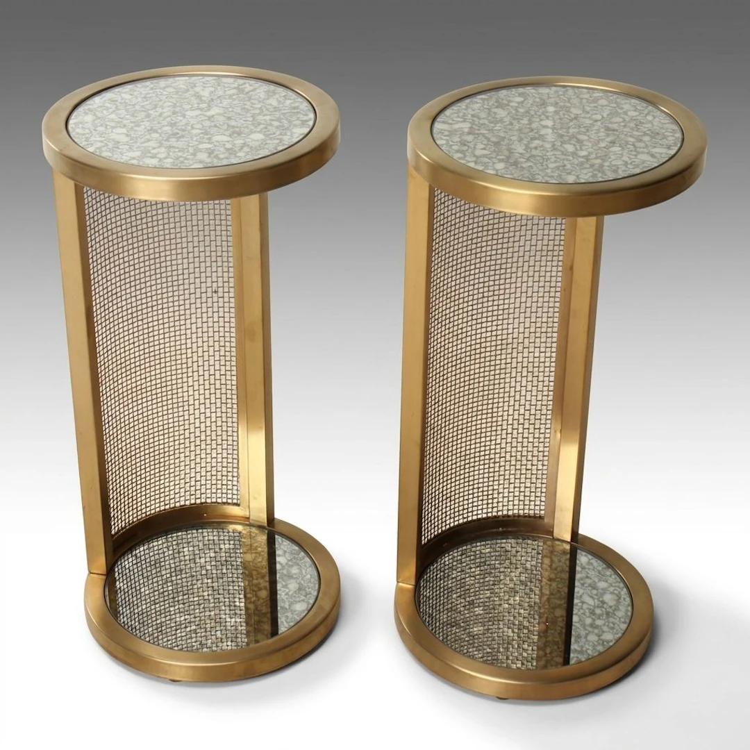 Mid Century Modern Style Brass C-Shaped Side Tables