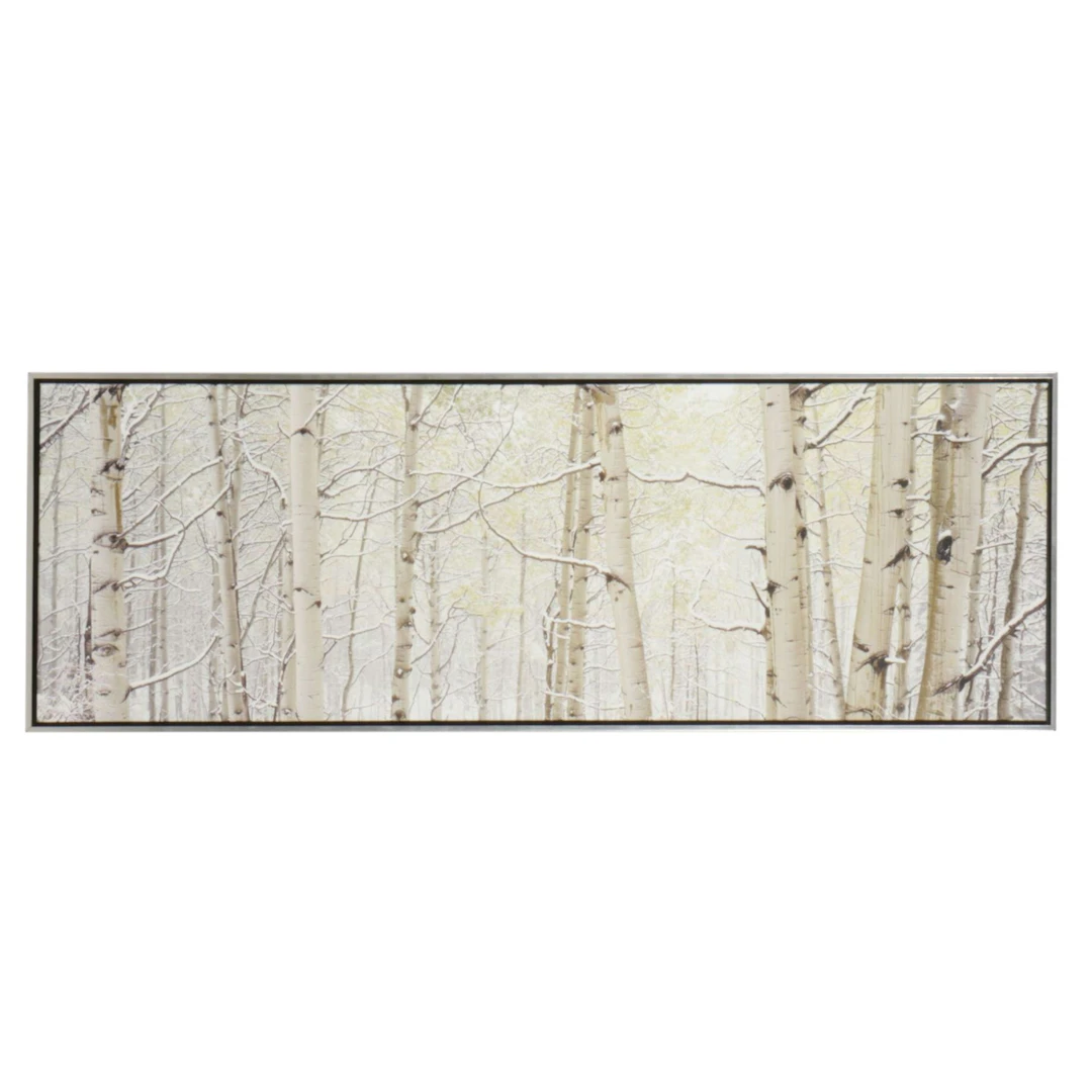 Giclée on Canvas Landscape of Snowy Birch Tree Forest, 21st Century