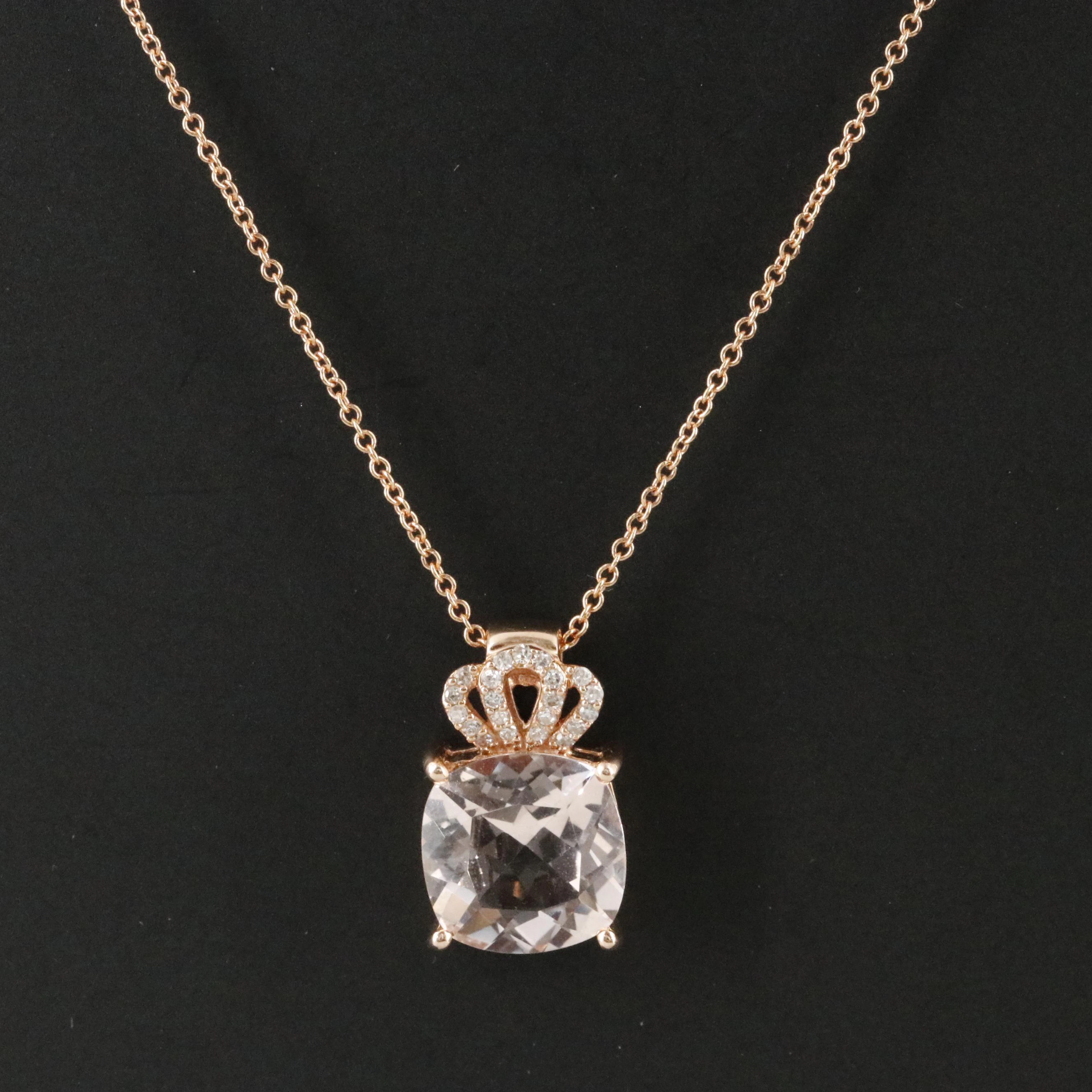 EFFY 14K Rose Gold Morganite and Diamond Pendant Necklace