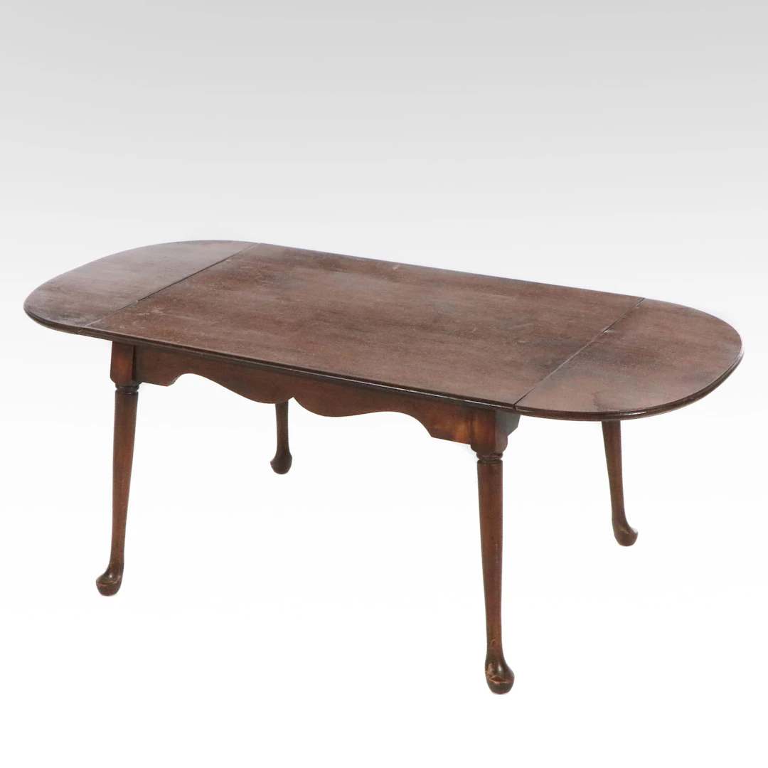 Queen Anne Style Cherrywood Drop-Leaf Table, 20th Century