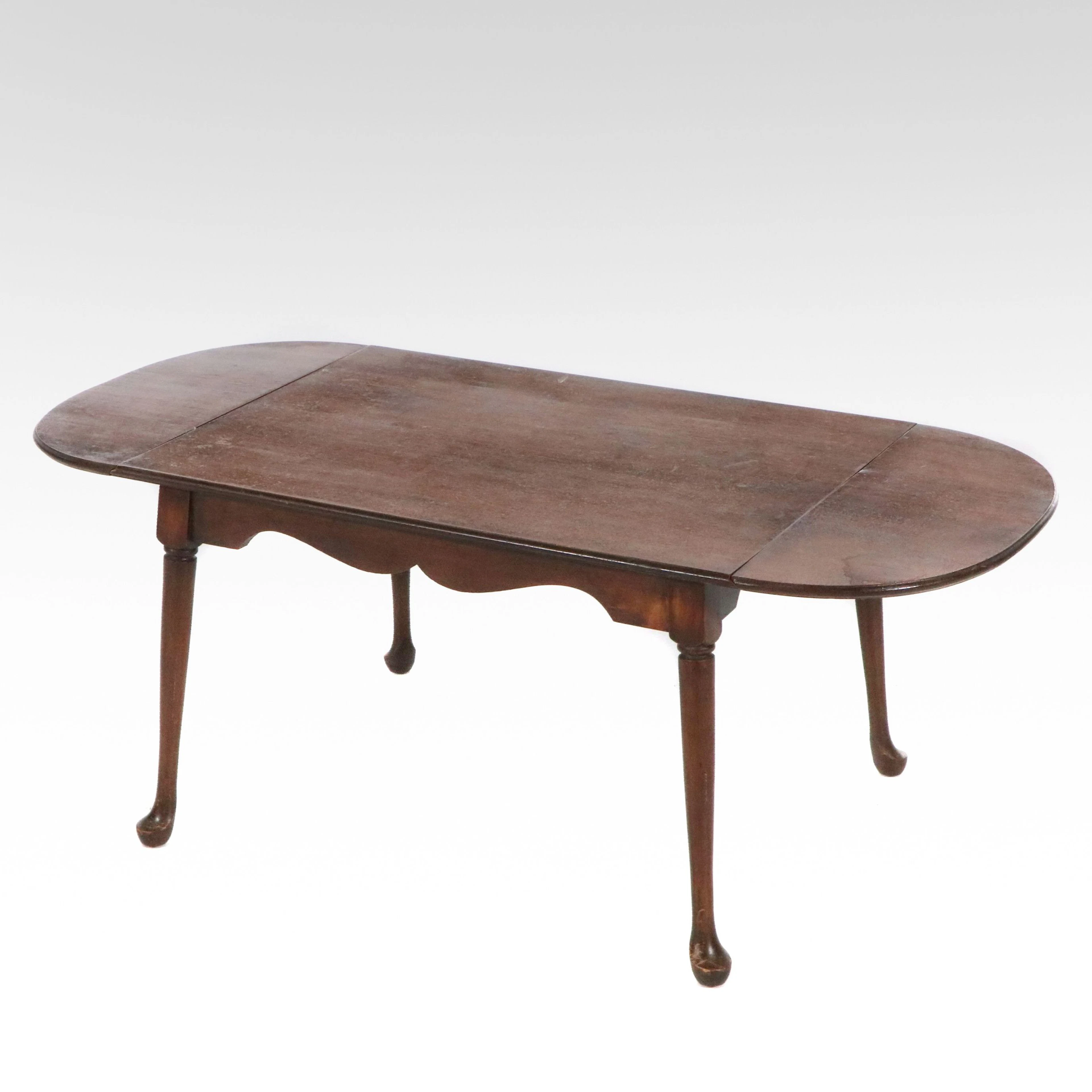 Queen Anne Style Cherrywood Drop-Leaf Table, 20th Century