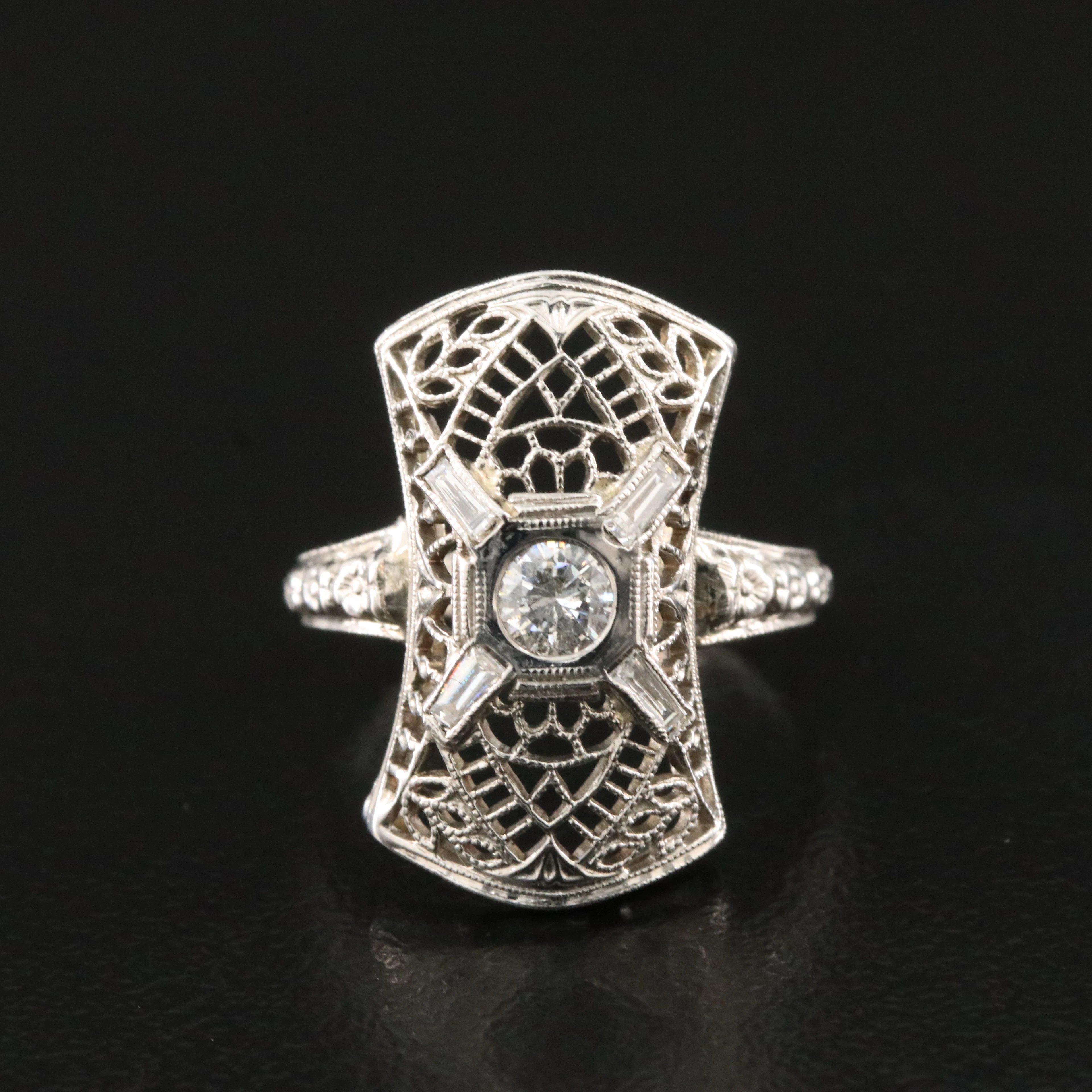 Edwardian 18K 0.25 CTW Diamond Ring Featuring Orange Blossom Detail