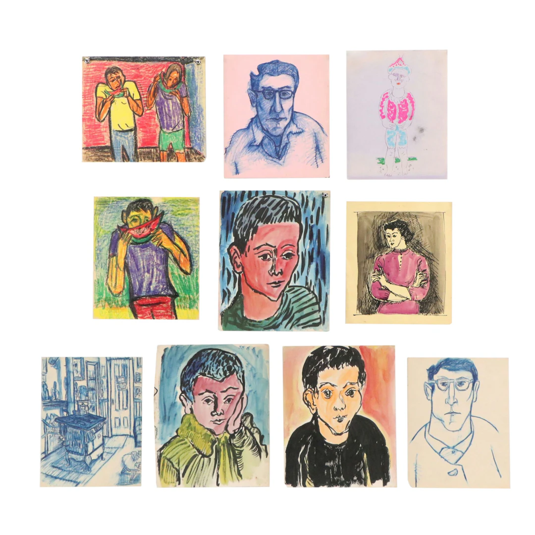 Achillo “Achi” Sullo Pastel and Ink Drawings of Figure Studies