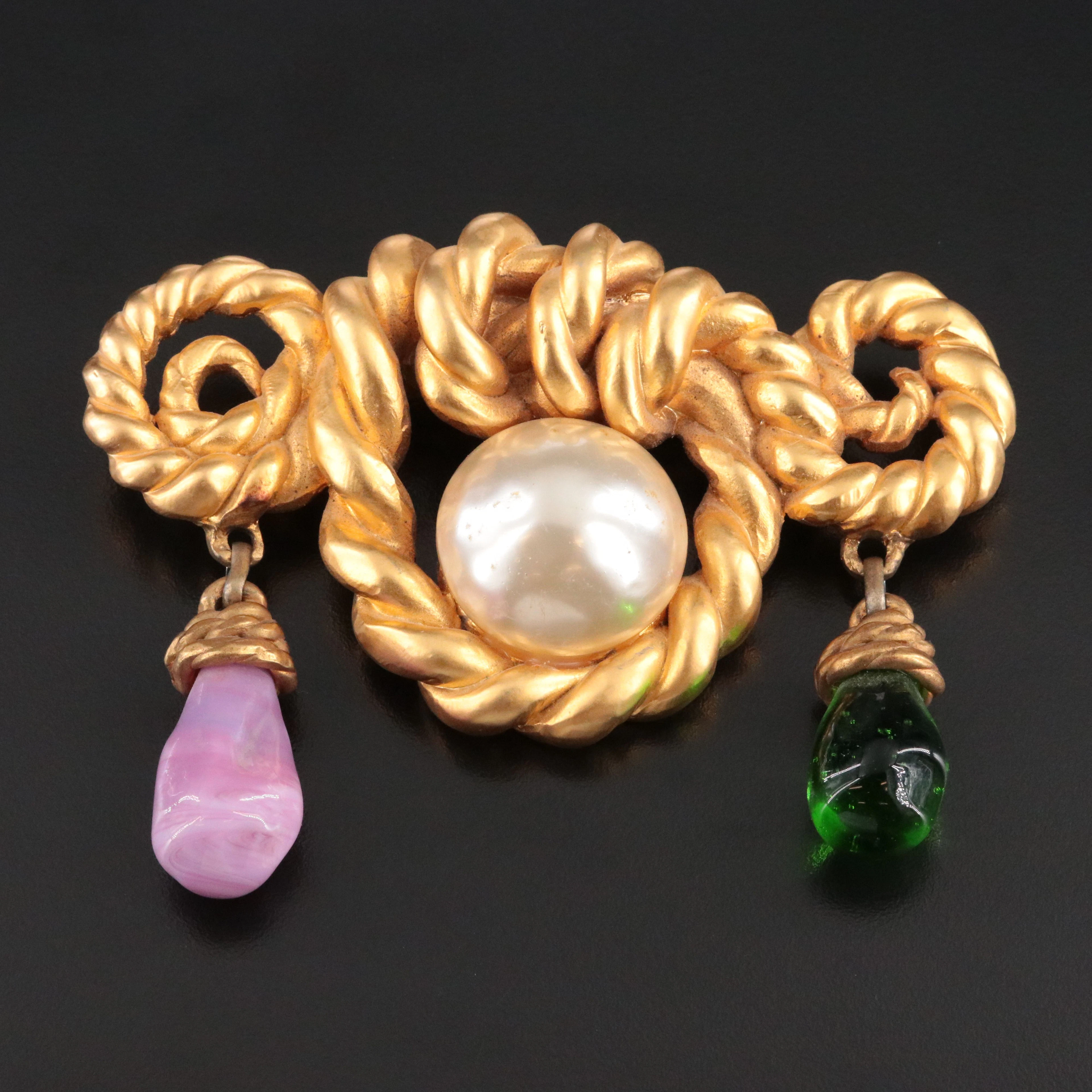 Chanel Oversized Gripoix Glass Brooch Vintage