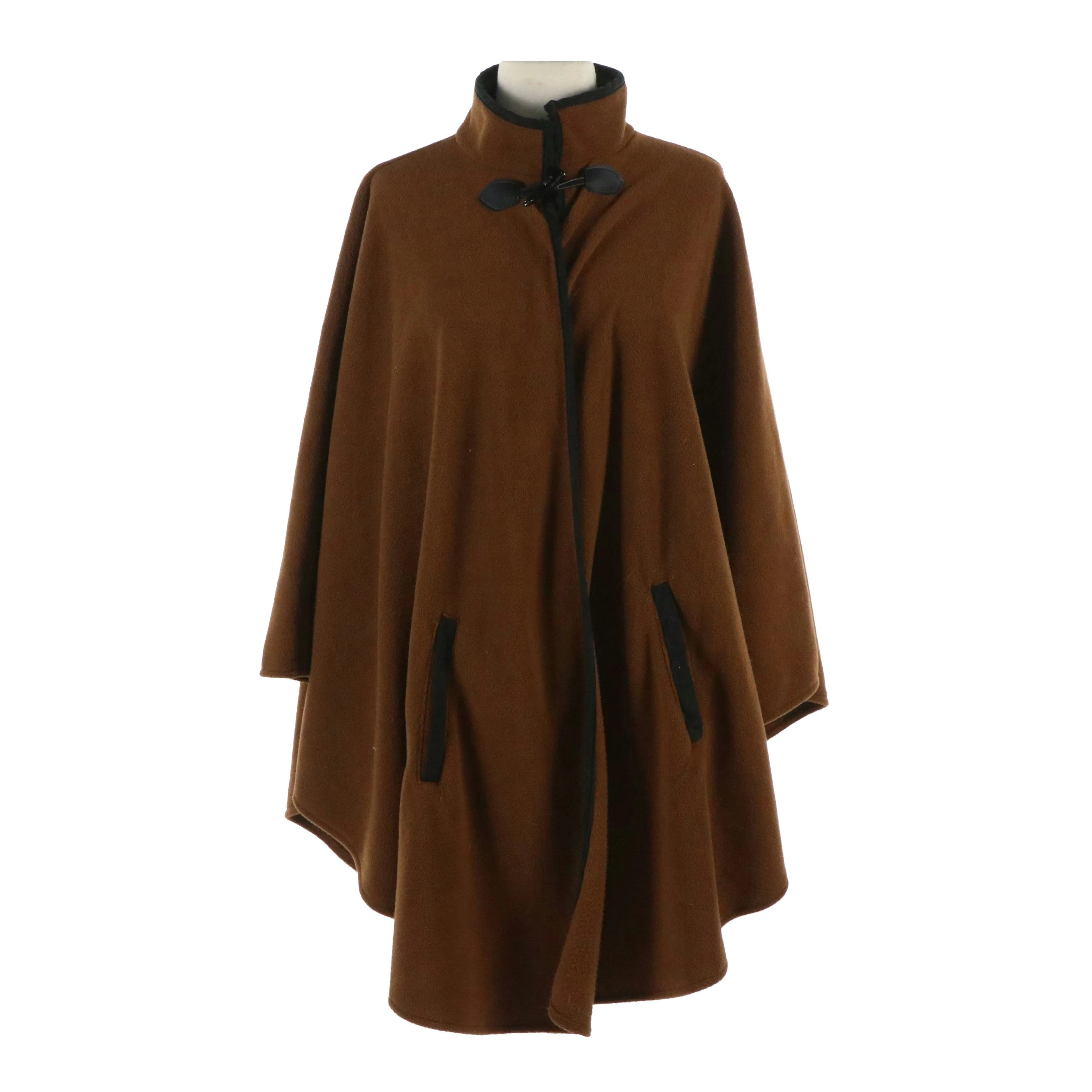 Le Moda Wrap Cape Jacket in Brown Fleece