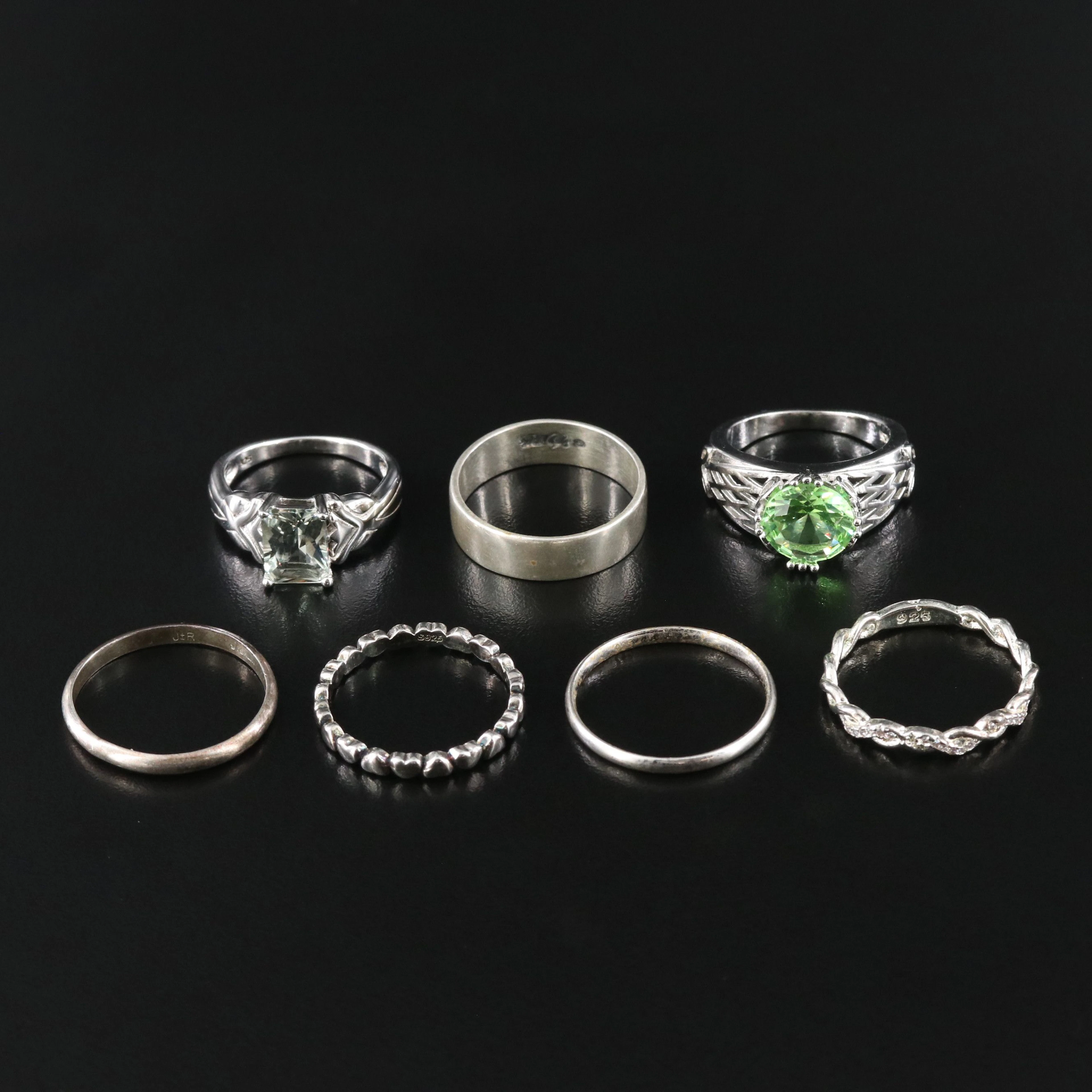 Sterling Gemstone Ring Collection with Prasiolite, and CZ
