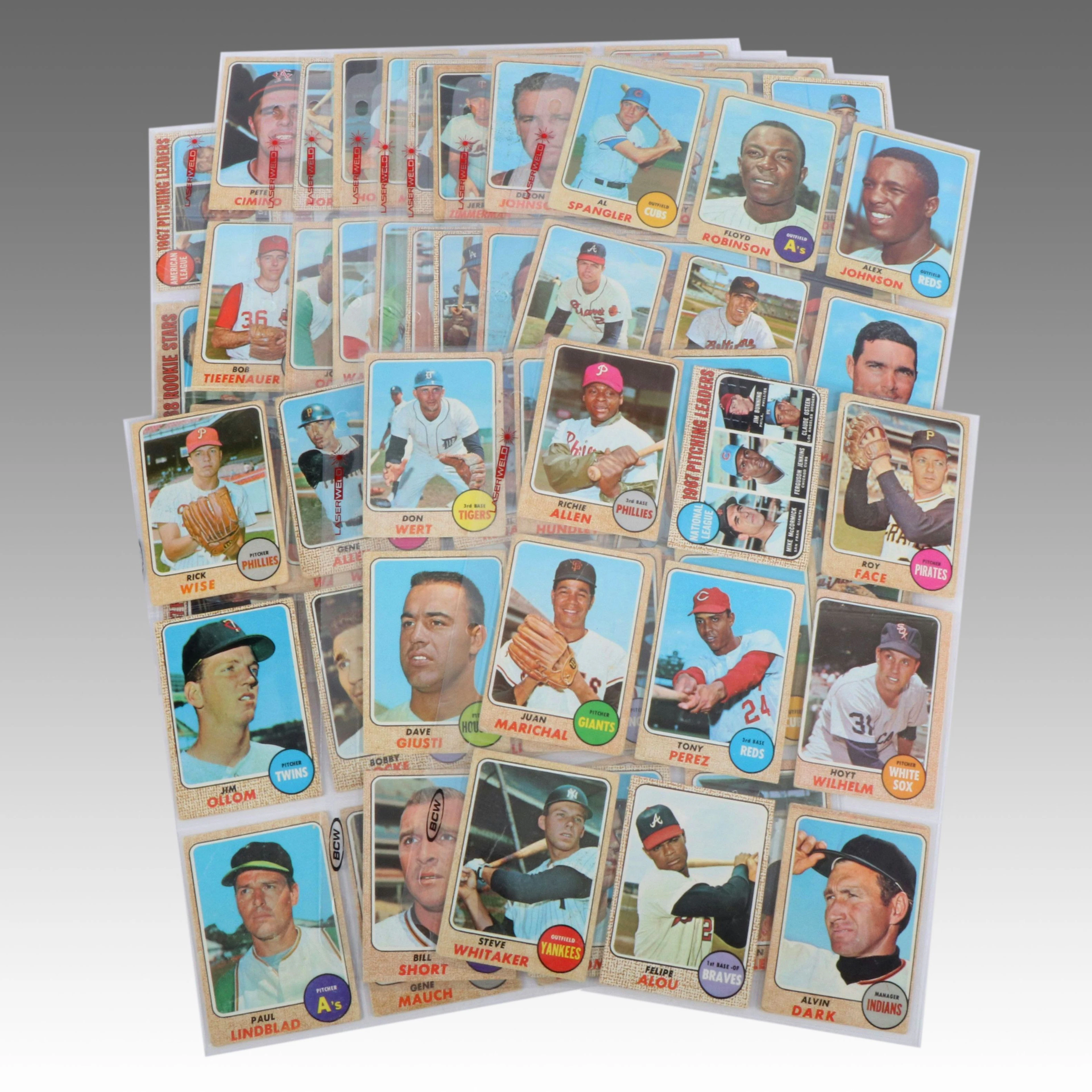 1968 Topps Baseball Cards with Tony Perez, Juan Marichal, and Hoyt Wilhelm