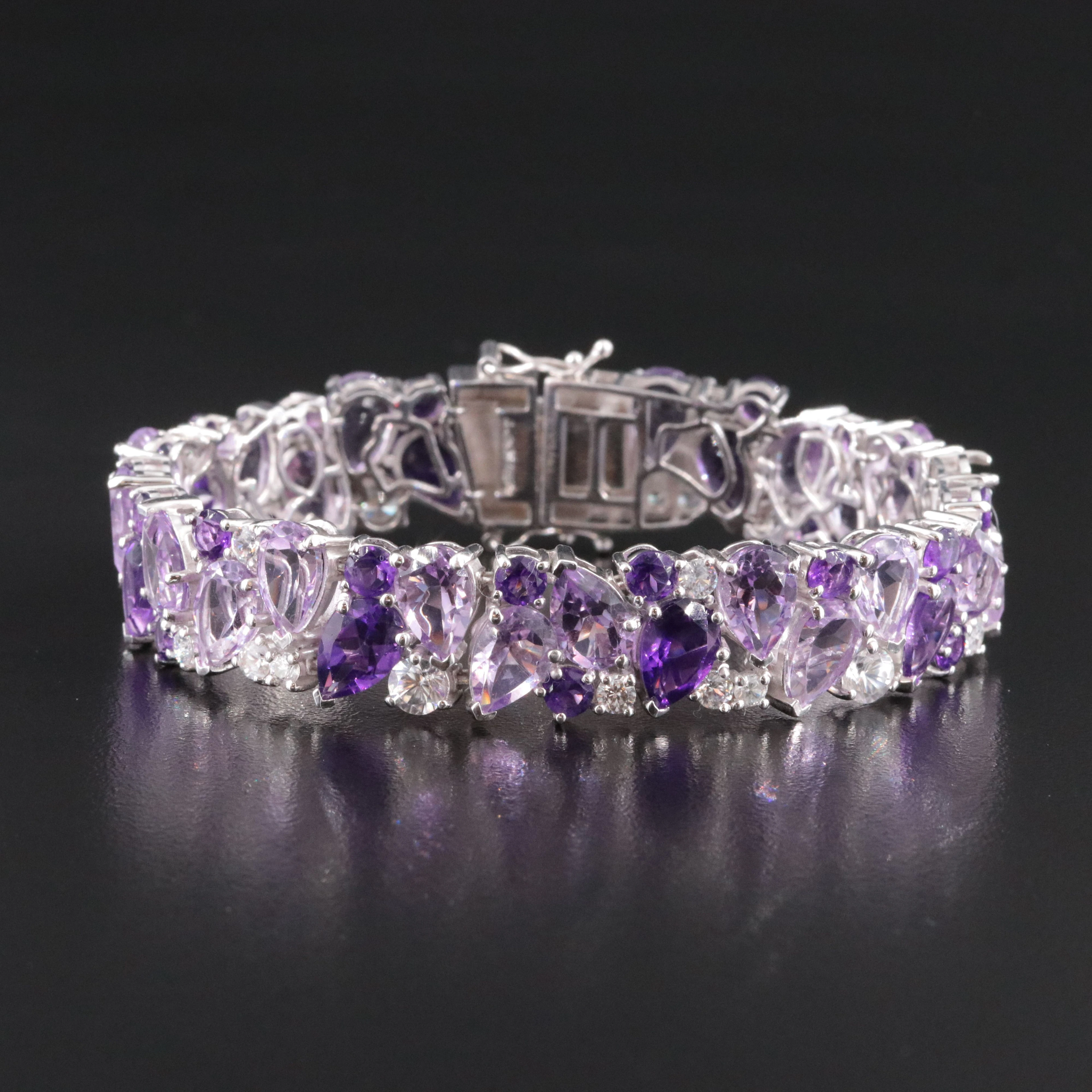 Sterling Amethyst Panel Bracelet