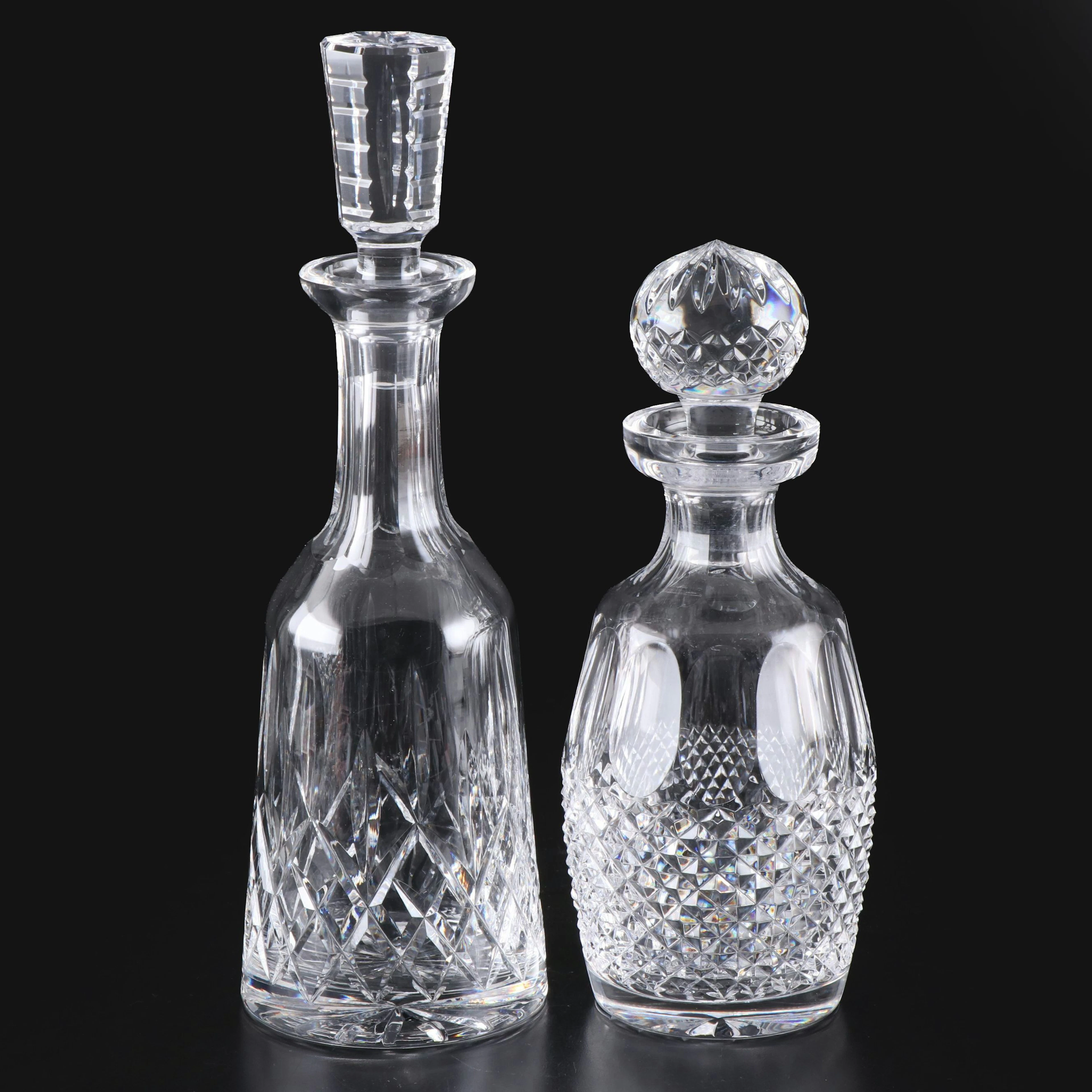 Waterford Crystal "Lismore" Wine Decanter and "Alana" Spirit Decanter