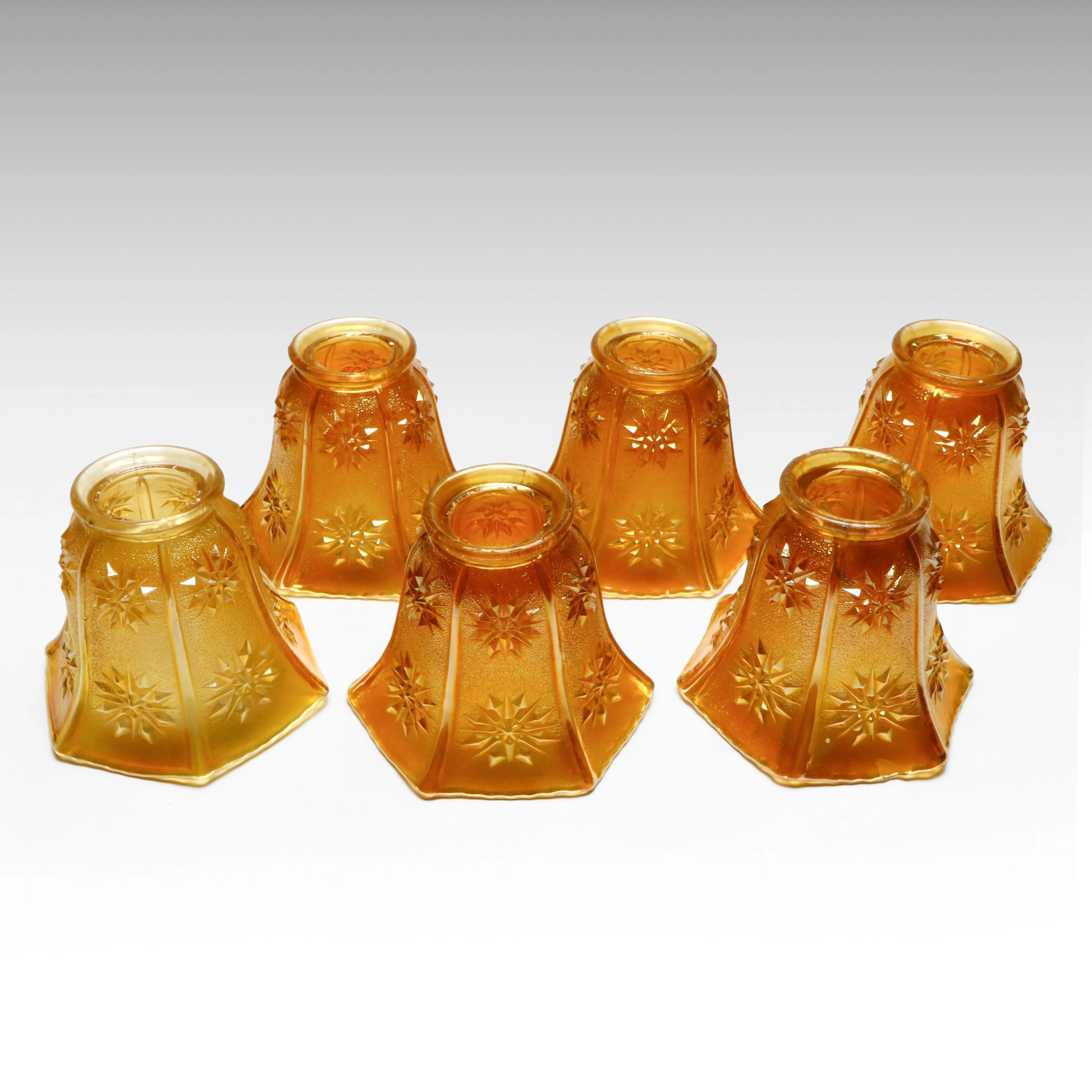 Imperial "Starlyte" Marigold Carnival Glass Shades