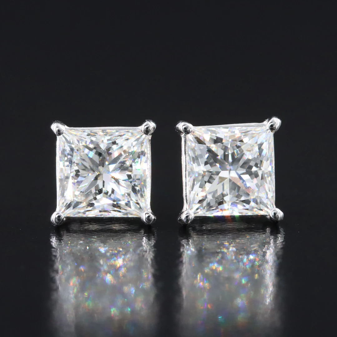 14K 3.09 CTW Lab Grown Diamond Solitaire Earrings with IGI Reports