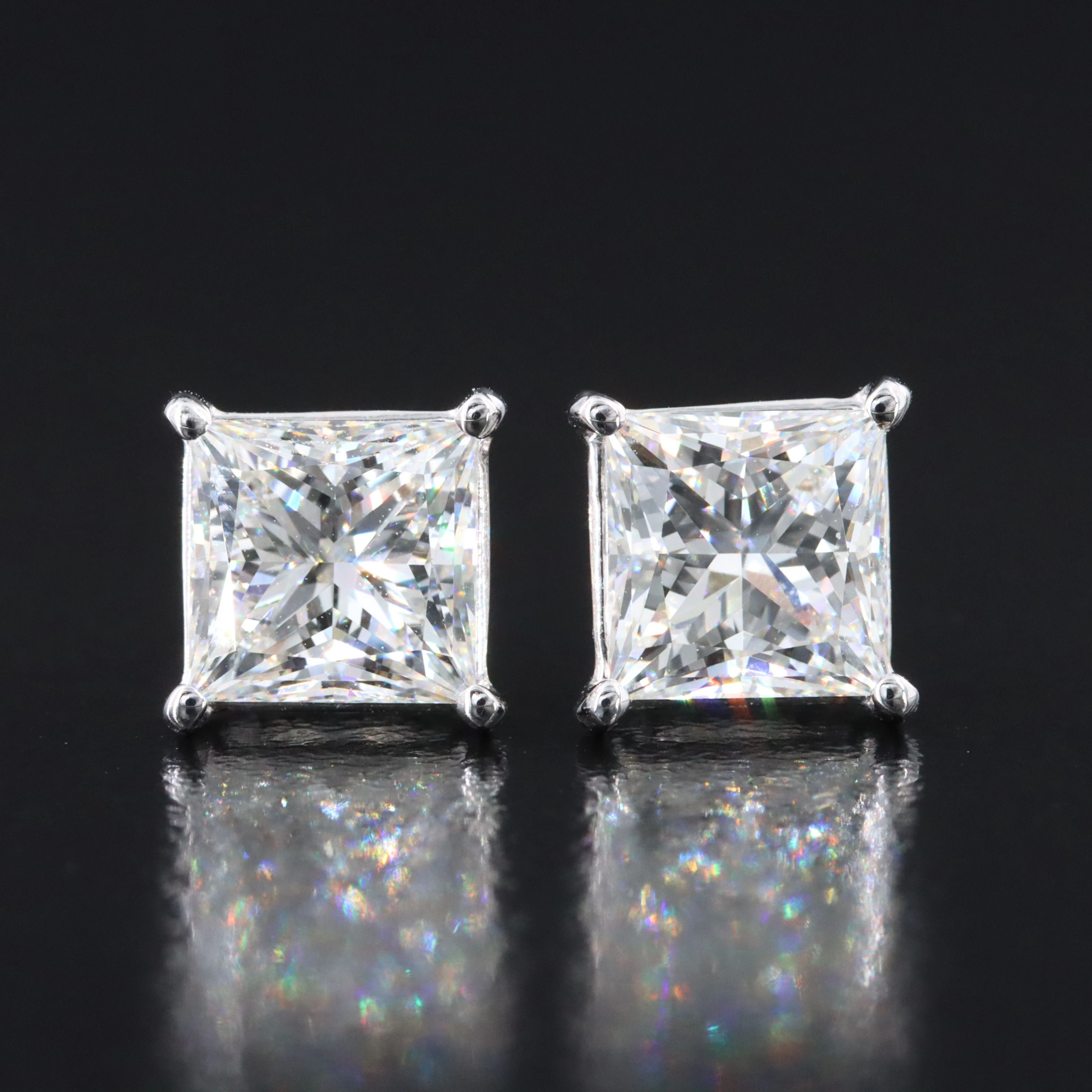 14K 3.09 CTW Lab Grown Diamond Solitaire Earrings with IGI Reports