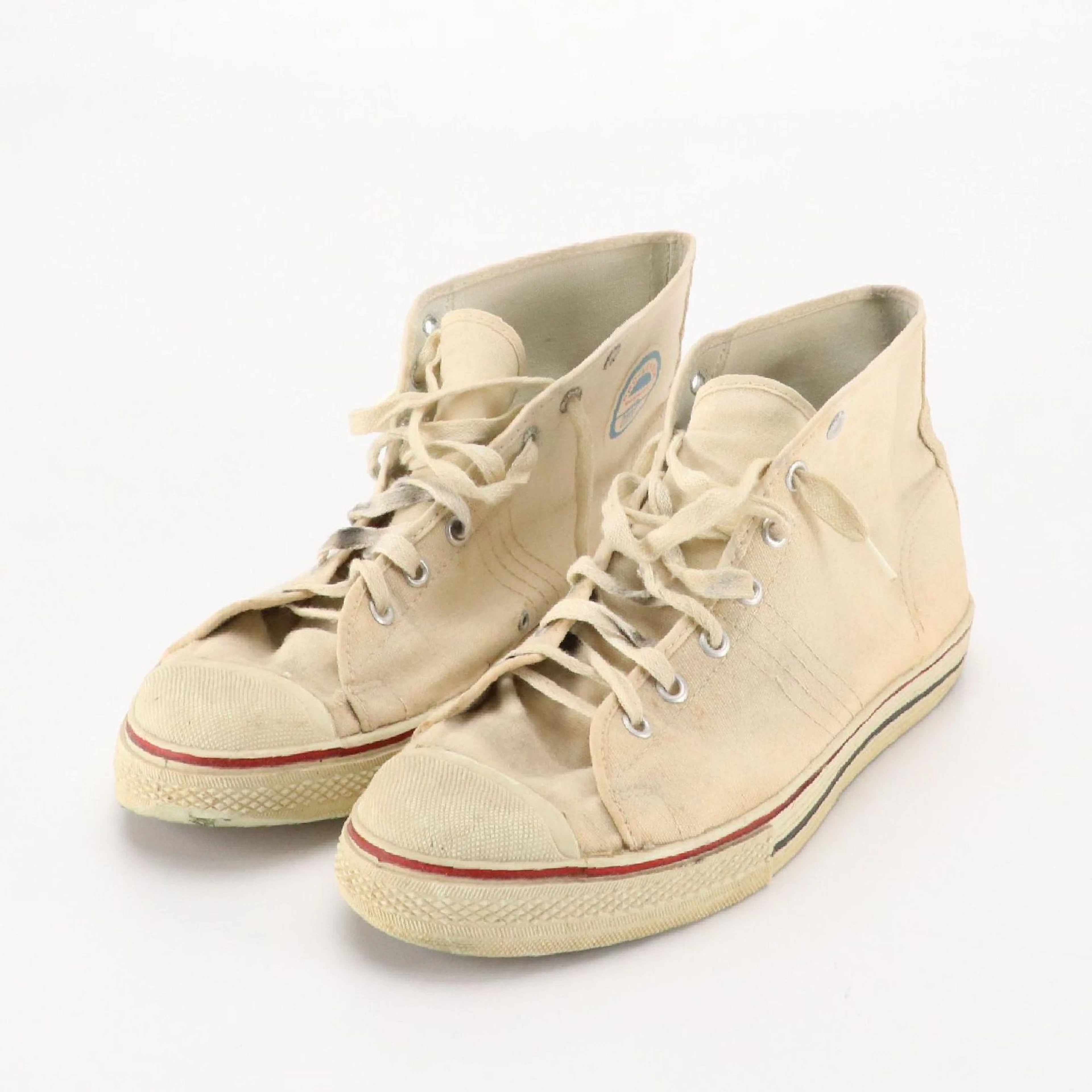 Men's Pro-League Vintage Canvas High-Top Basketball Sneakers, 1960s/70s