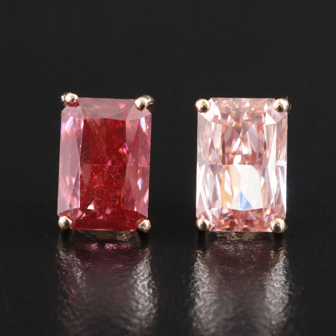 14K 5.03 CTW Lab Grown Fancy Vivid Pink Diamond Stud Earrings with IGI Reports