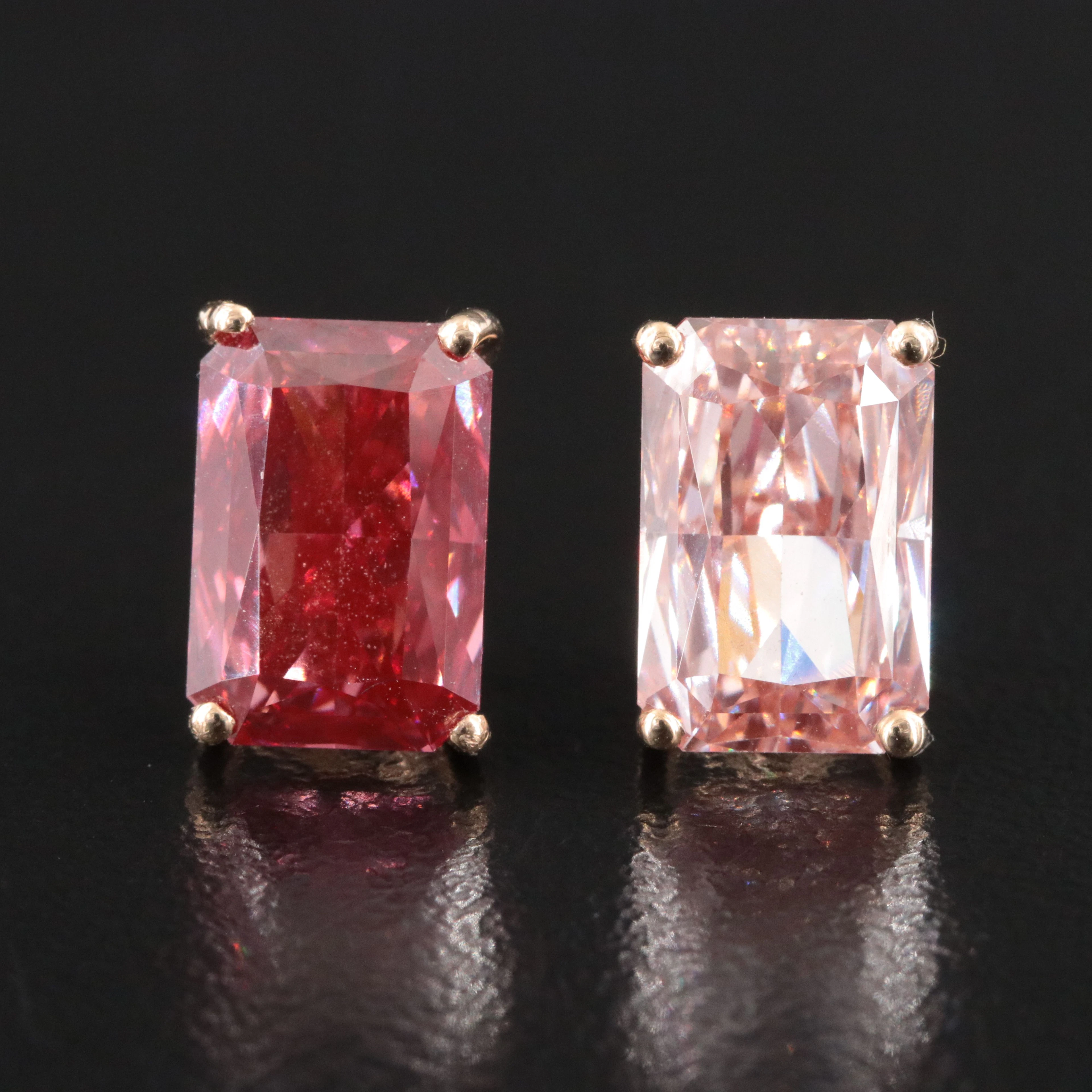 14K 5.03 CTW Lab Grown Fancy Vivid Pink Diamond Stud Earrings with IGI Reports
