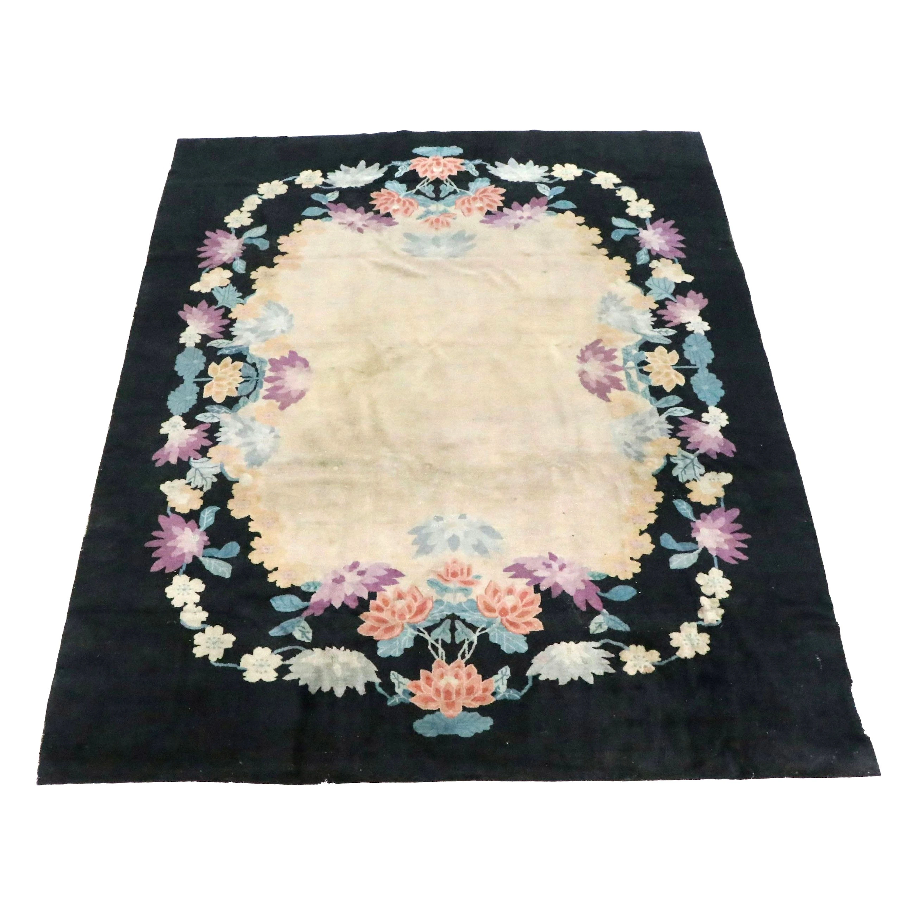 9'1 x 11'8 Hand-Knotted Chinese Nichols Art Deco Style Area Rug