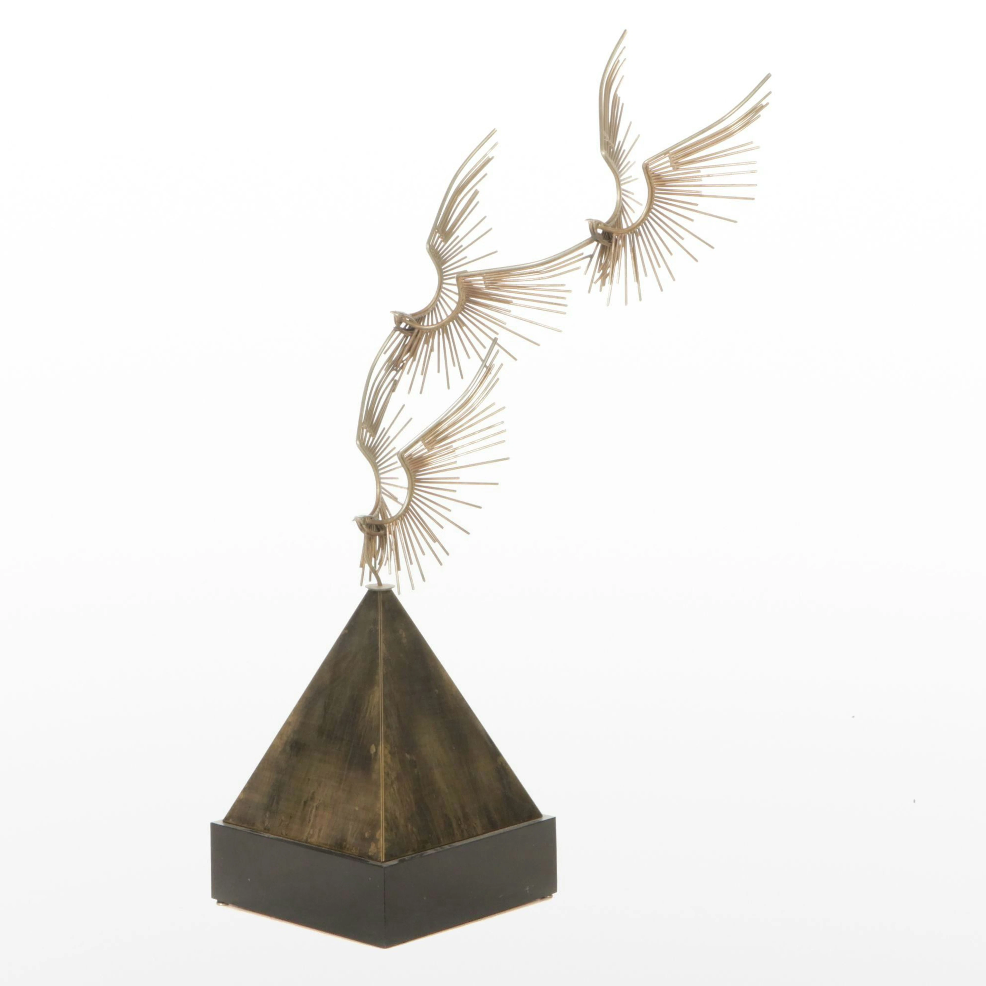 Curtis Jeré Brutalist Mixed Metal Sculpture "Birds in Flight", Circa 1970