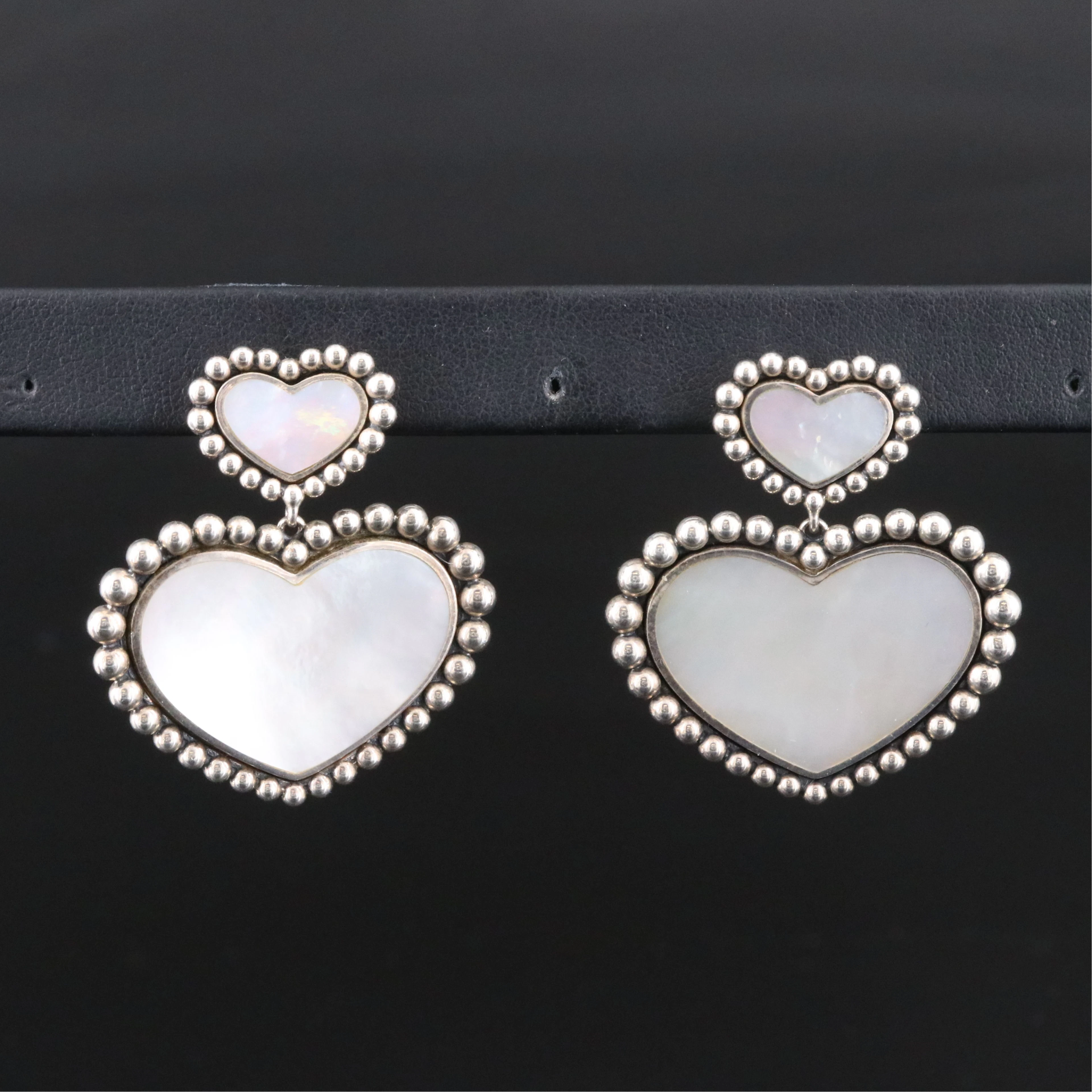 Lagos Maya Sterling and Mother of Pearl Heart Earrings