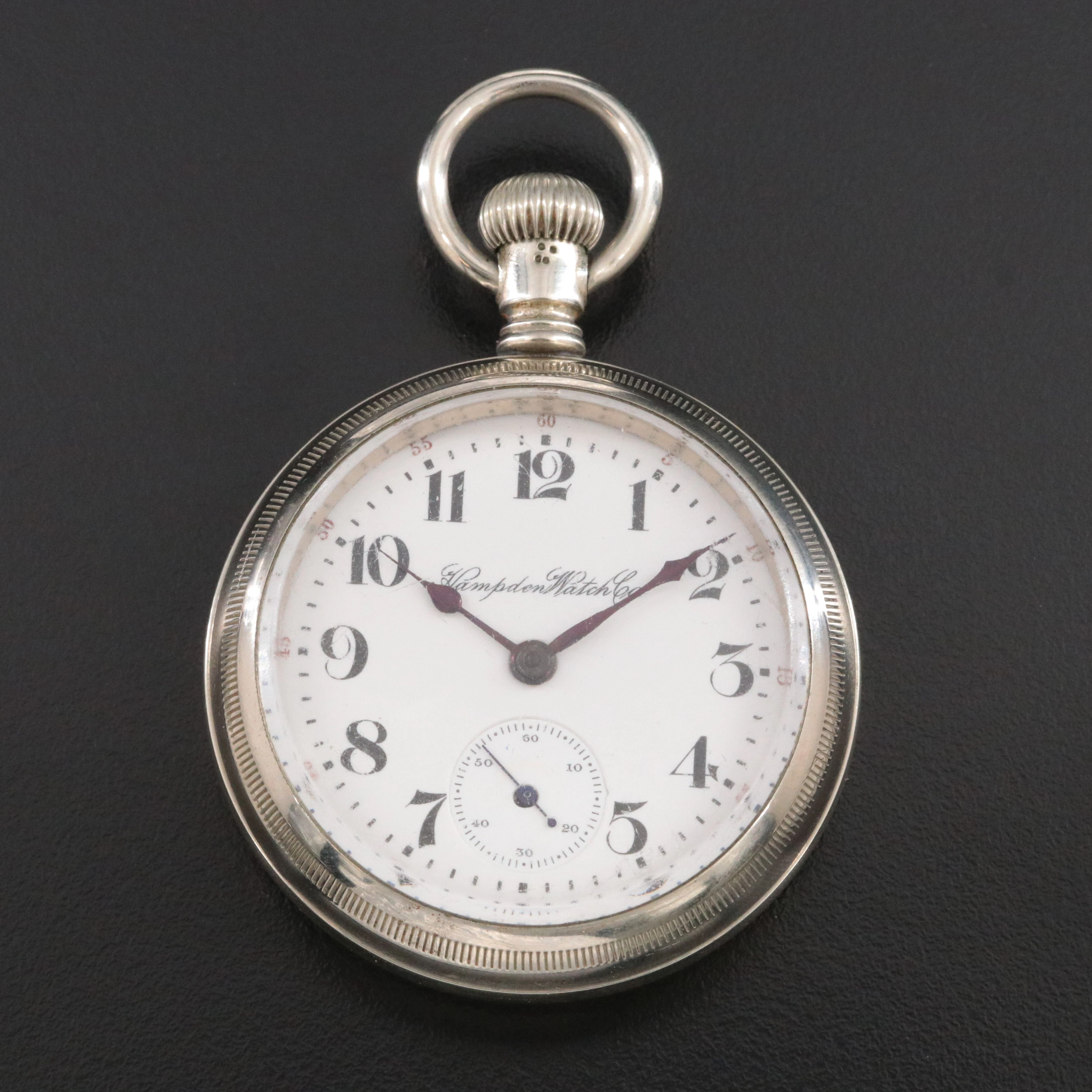 1909 Hampden Watch Co. Canton Ohio Nickel Silver Pocket Watch