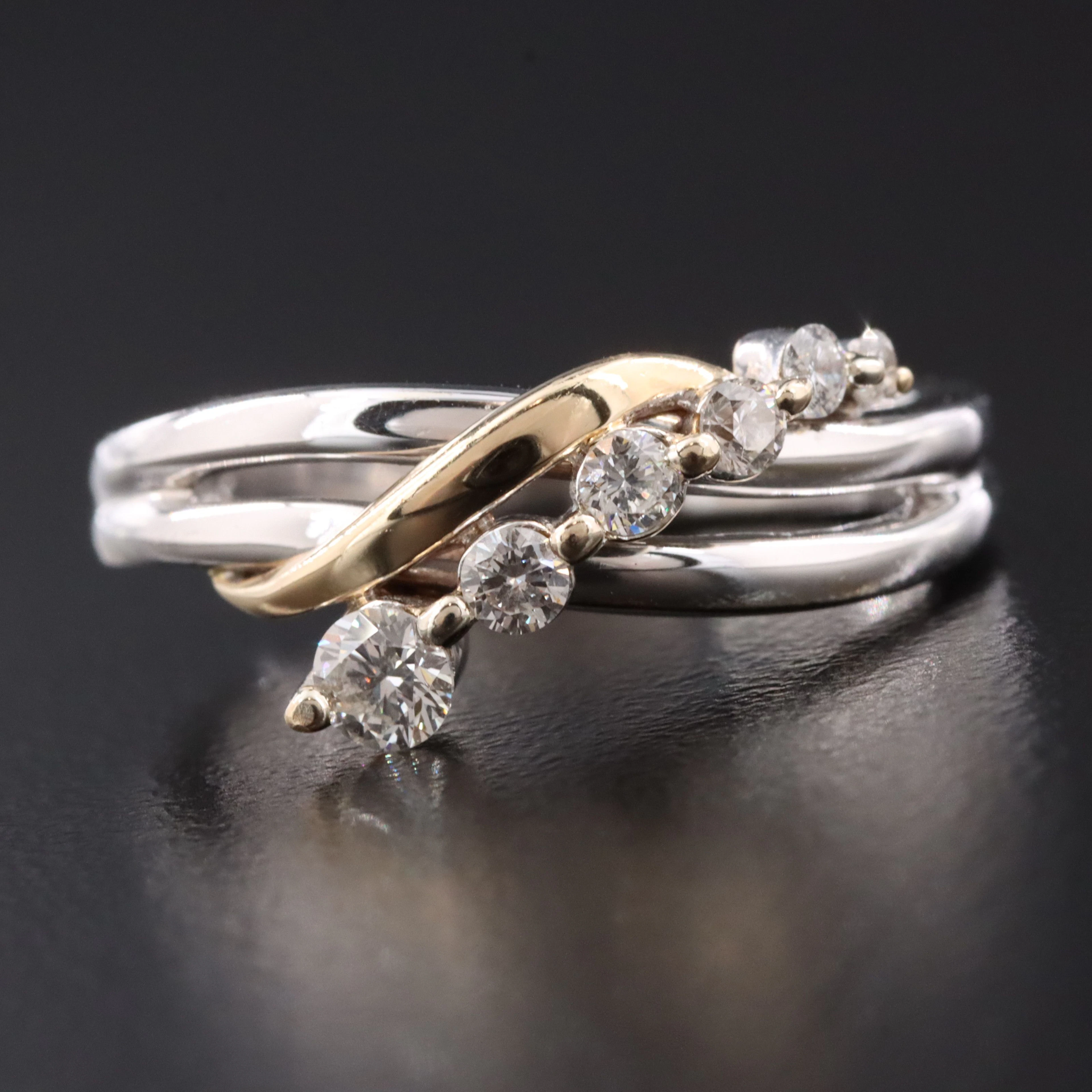 14K Two Tone 0.33 CTW Diamond Journey Ring
