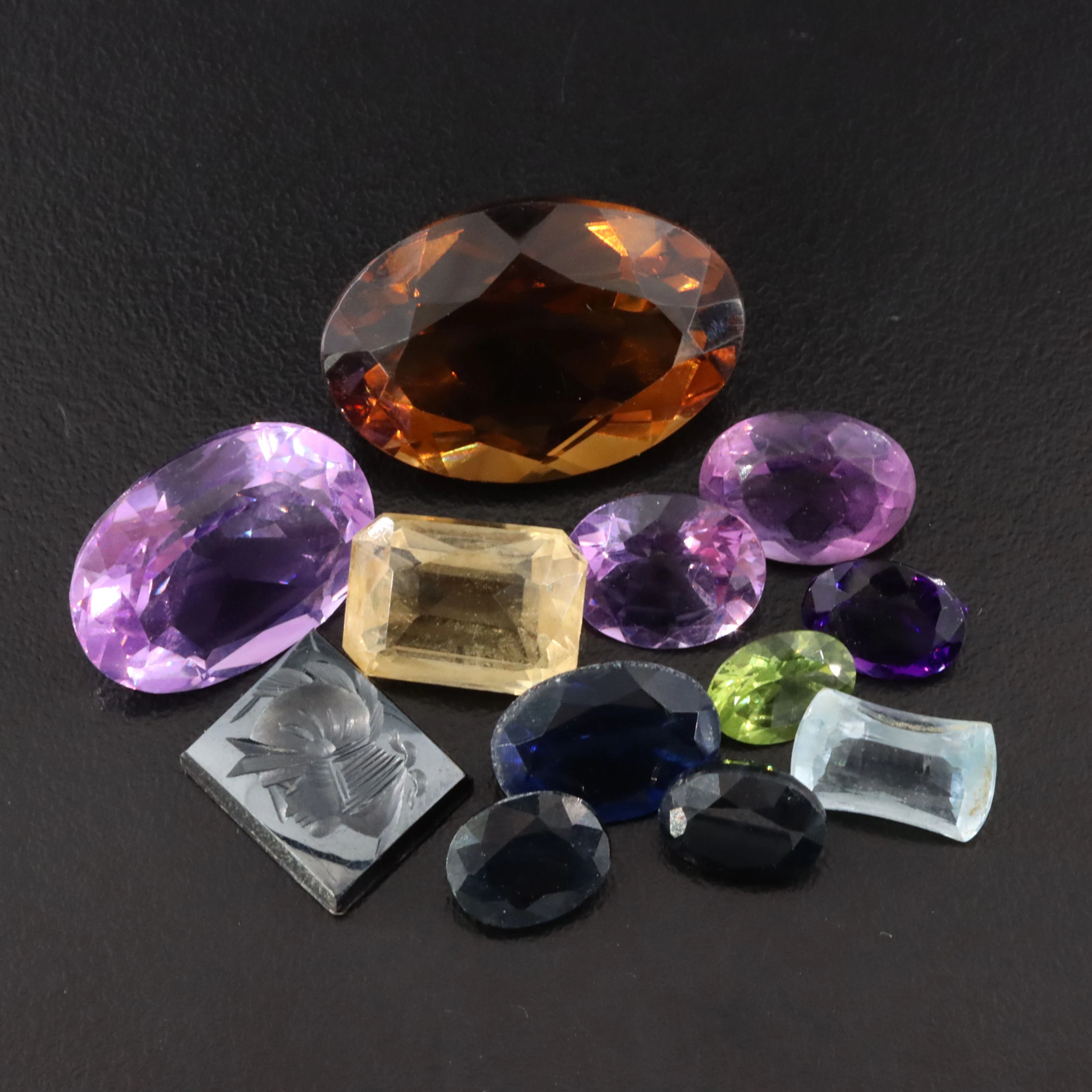 Loose 97.40 CTW Gemstone Collection Featuring Amethyst, Sapphire and Aquamarine