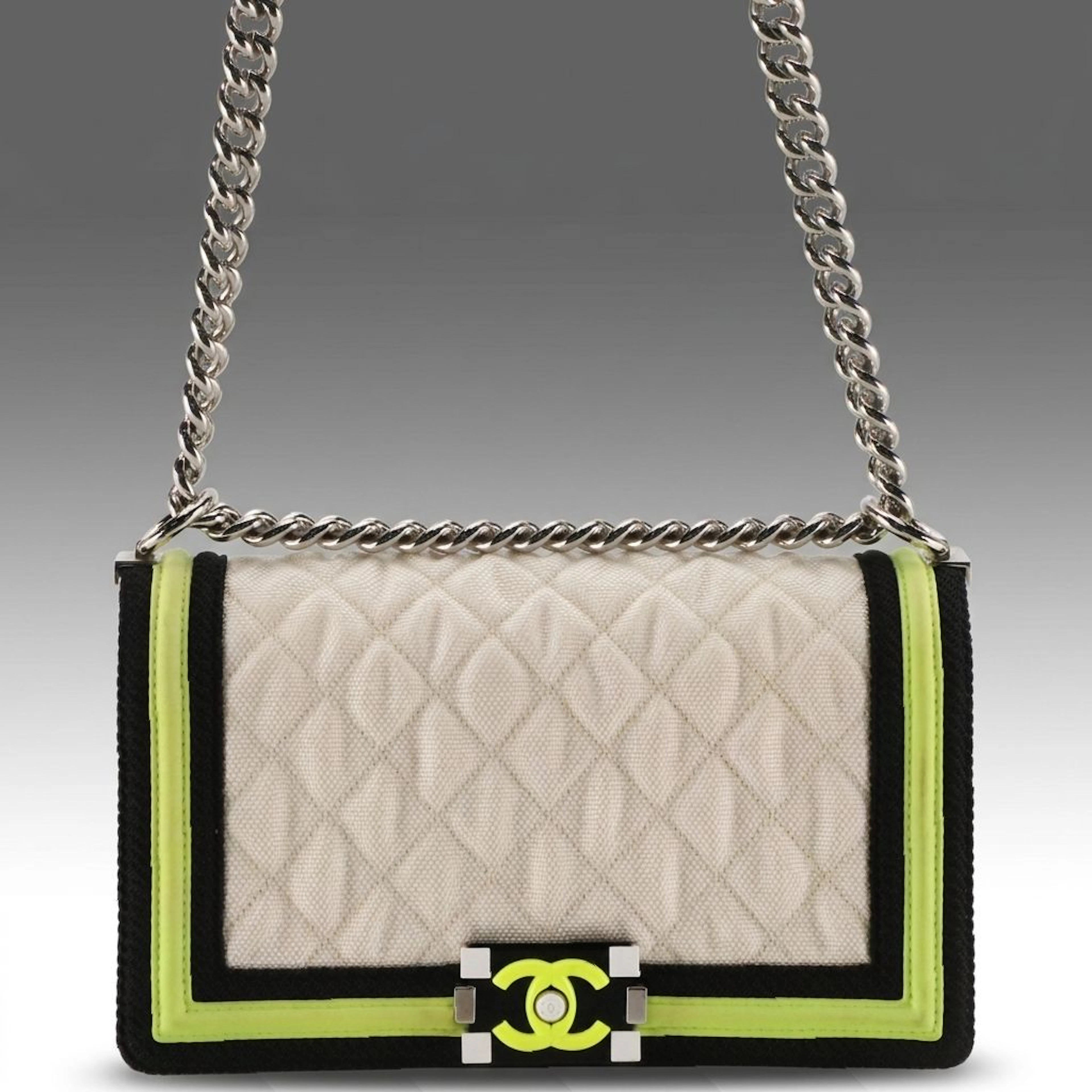 Chanel Boy Medium Fluo Flap Bag in Quilted Nylon Canvas