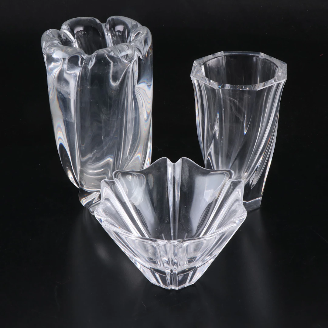 Orrefors "Orion" and "Residence" Crystal Vases with "Orion" Bowl