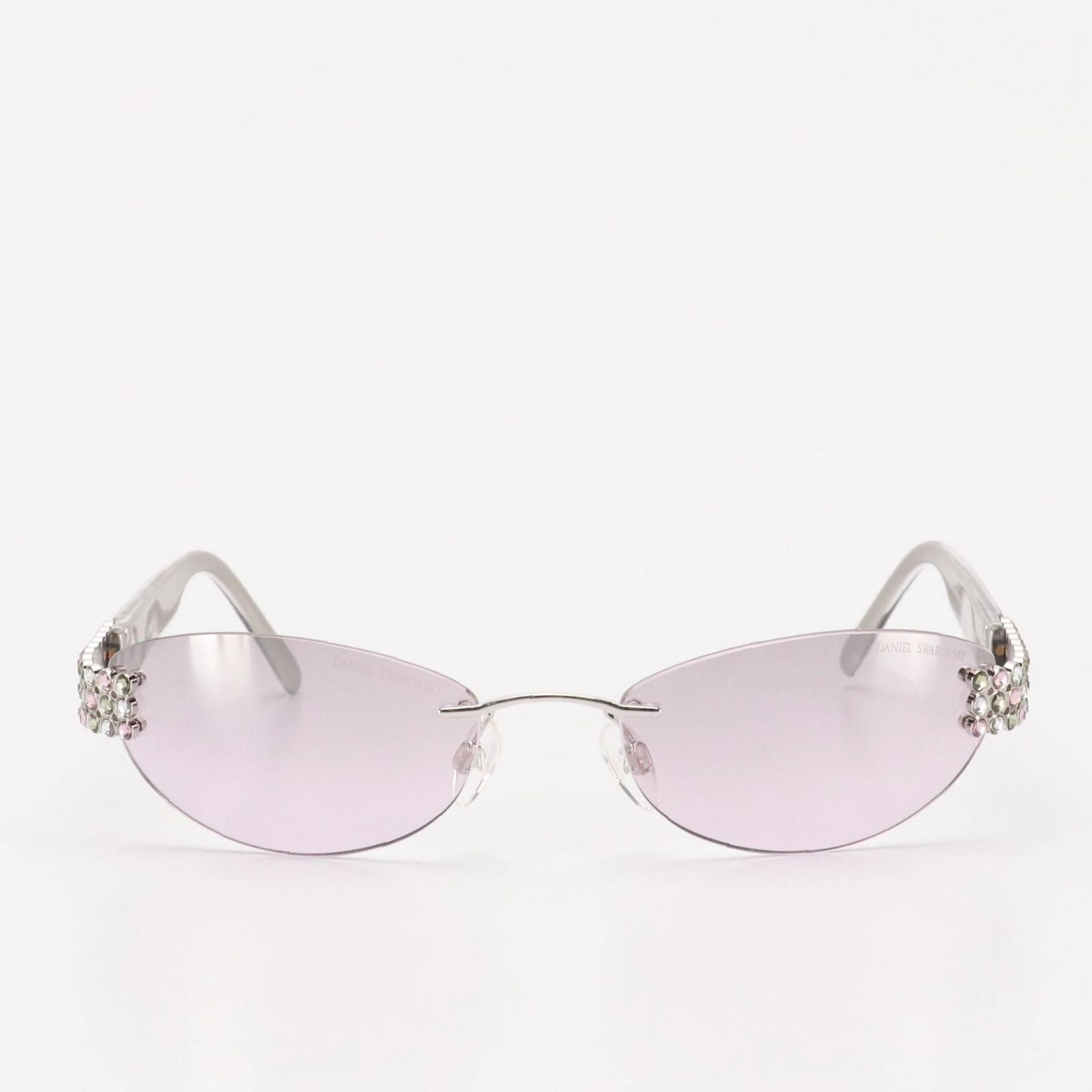 Daniel Swarovski S573 Hand Embellished 23K Gold Plated Rimless Sunglasses