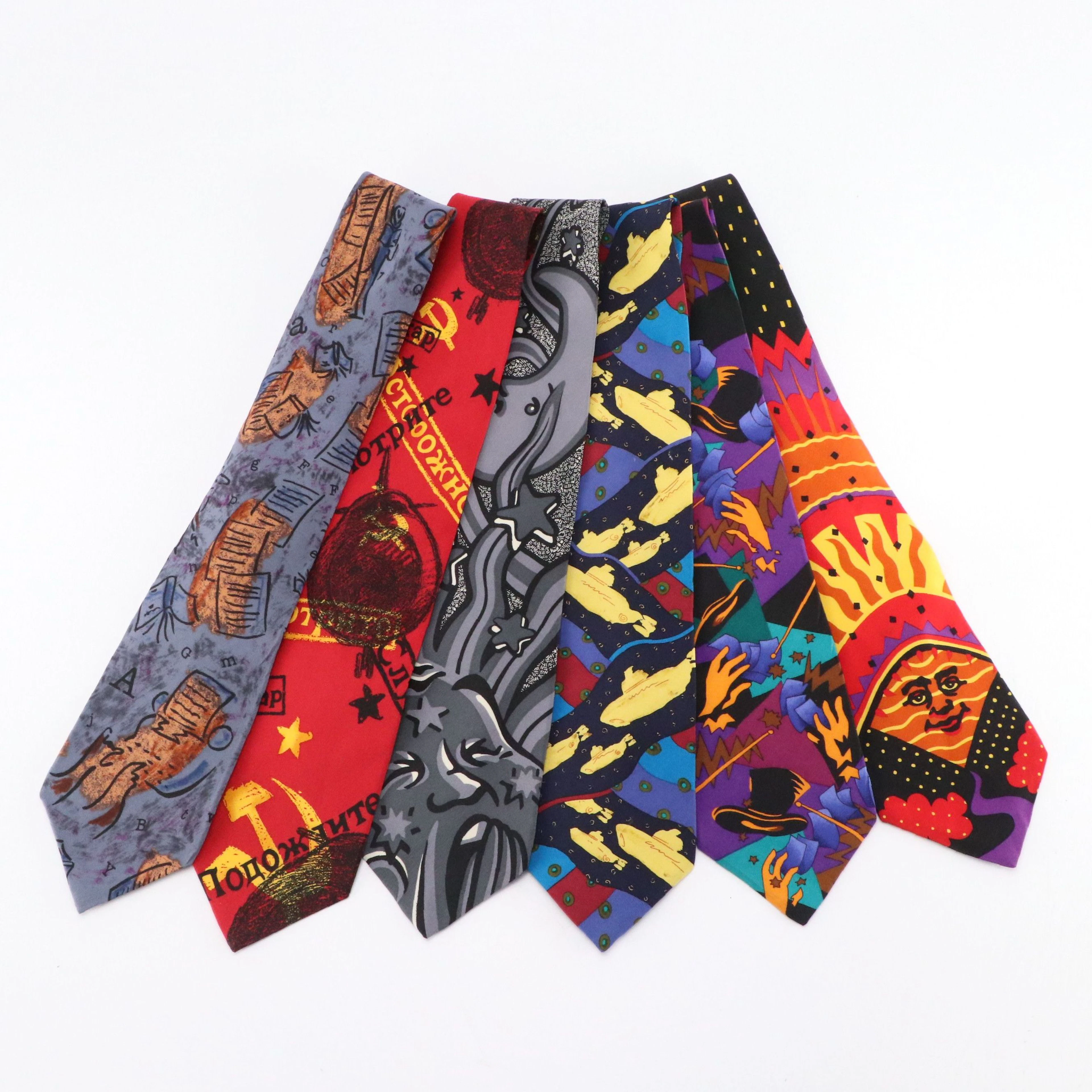 The Beatles Vintage Record Themed Silk Neckties Featuring Yellow Submarine