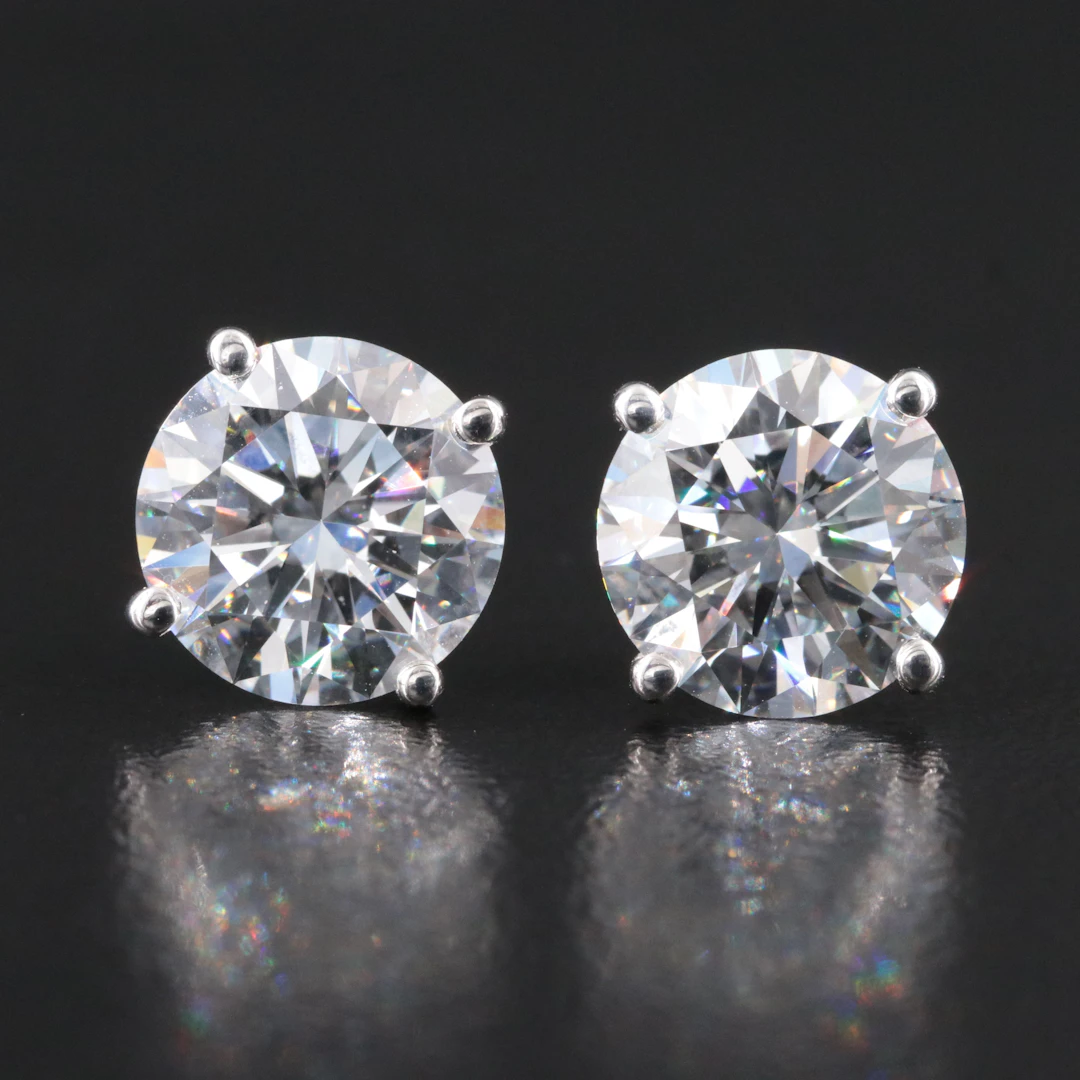 14K 6.16 CTW Lab Grown Diamond Solitaire Earrings with IGI Reports
