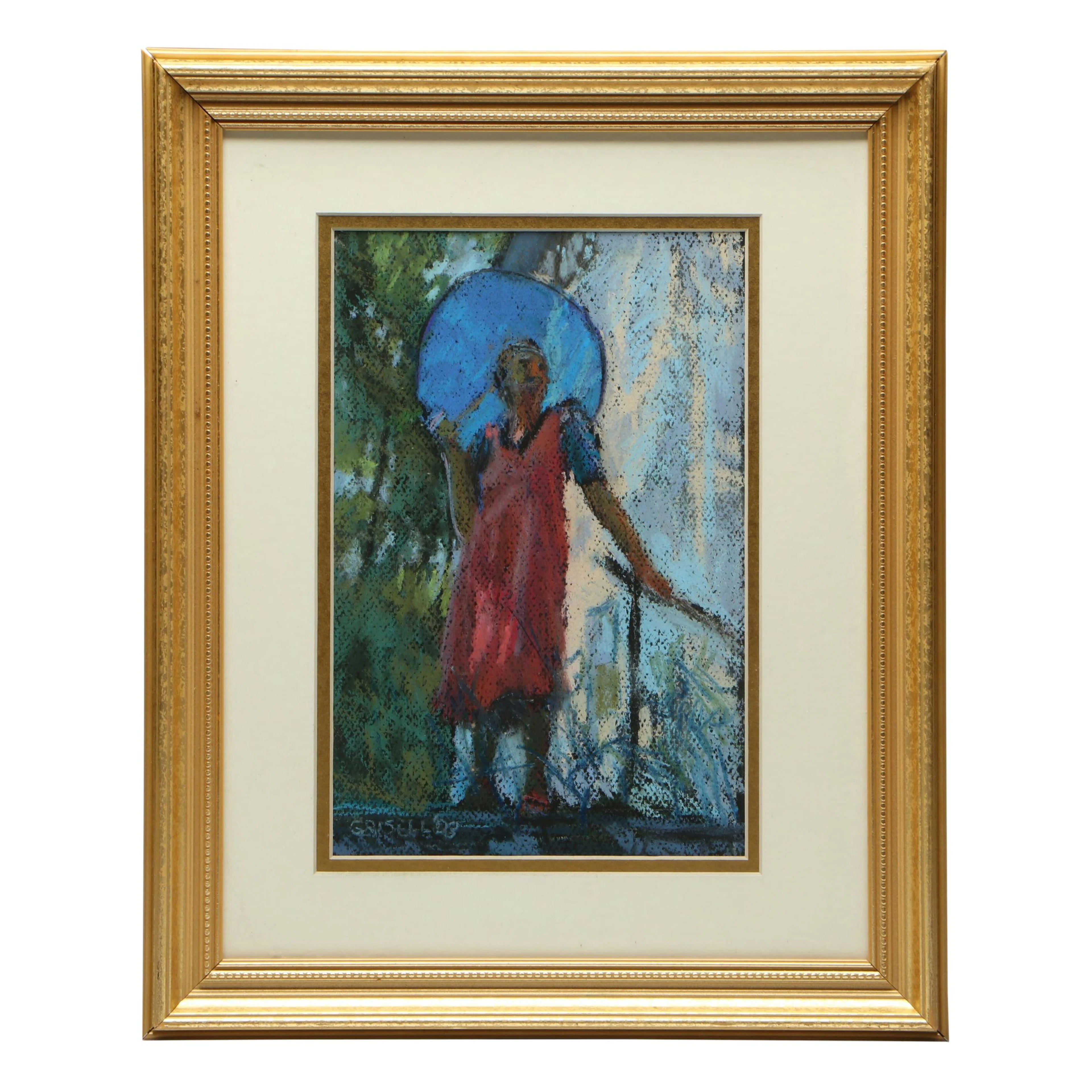 Susan Grisell Garden Portrait Oil Pastel Drawing, 2003