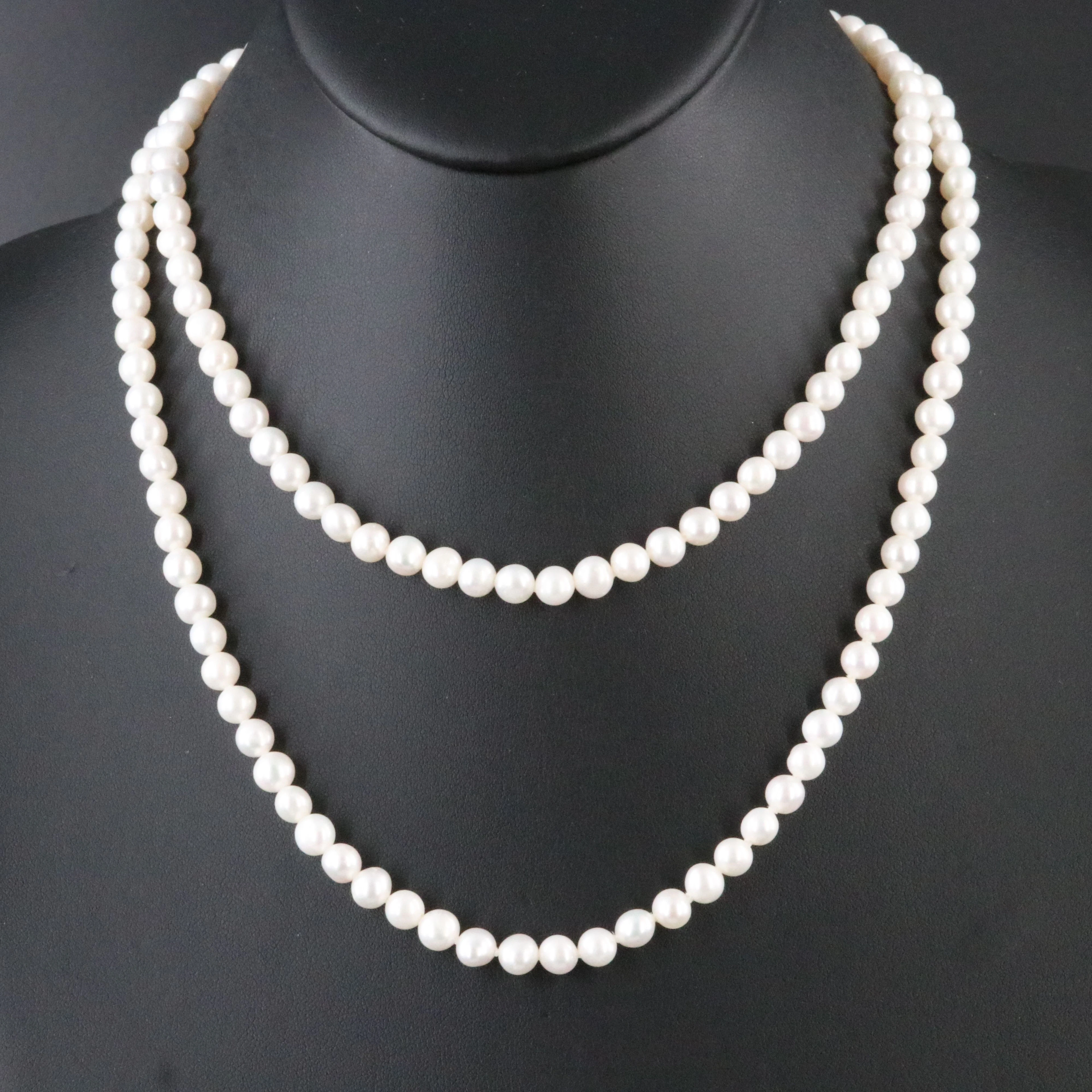 Sheryl Lowe Pearl Necklace with Sterling Diamond Clasp