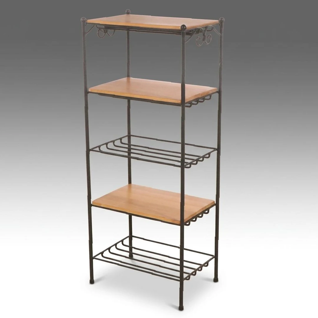 Five-Tier Metal and Wood Étagère Shelf