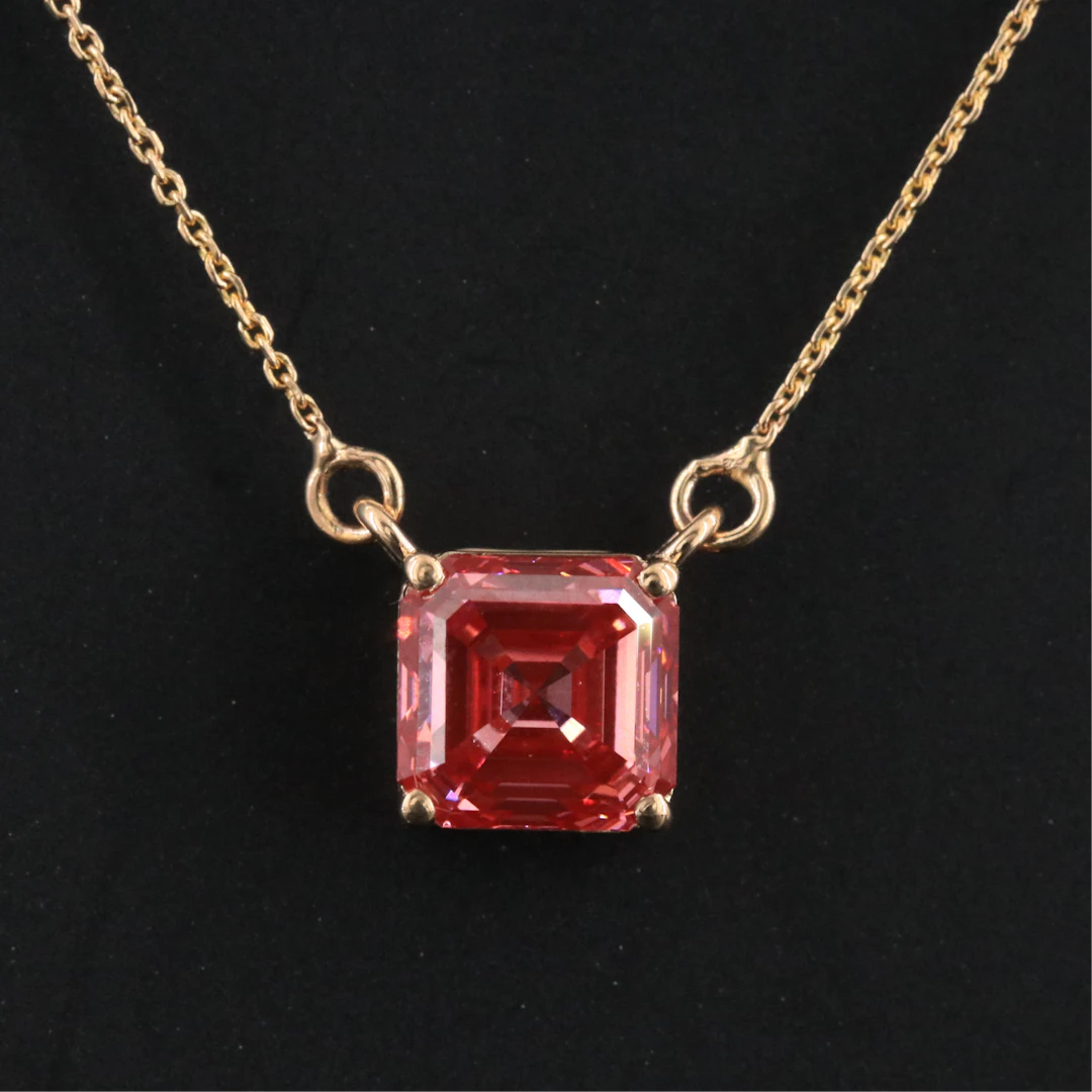 14K Gold 2.31 CT Fancy Vivid Pink Lab Grown Diamond Solitaire Necklace with IGI