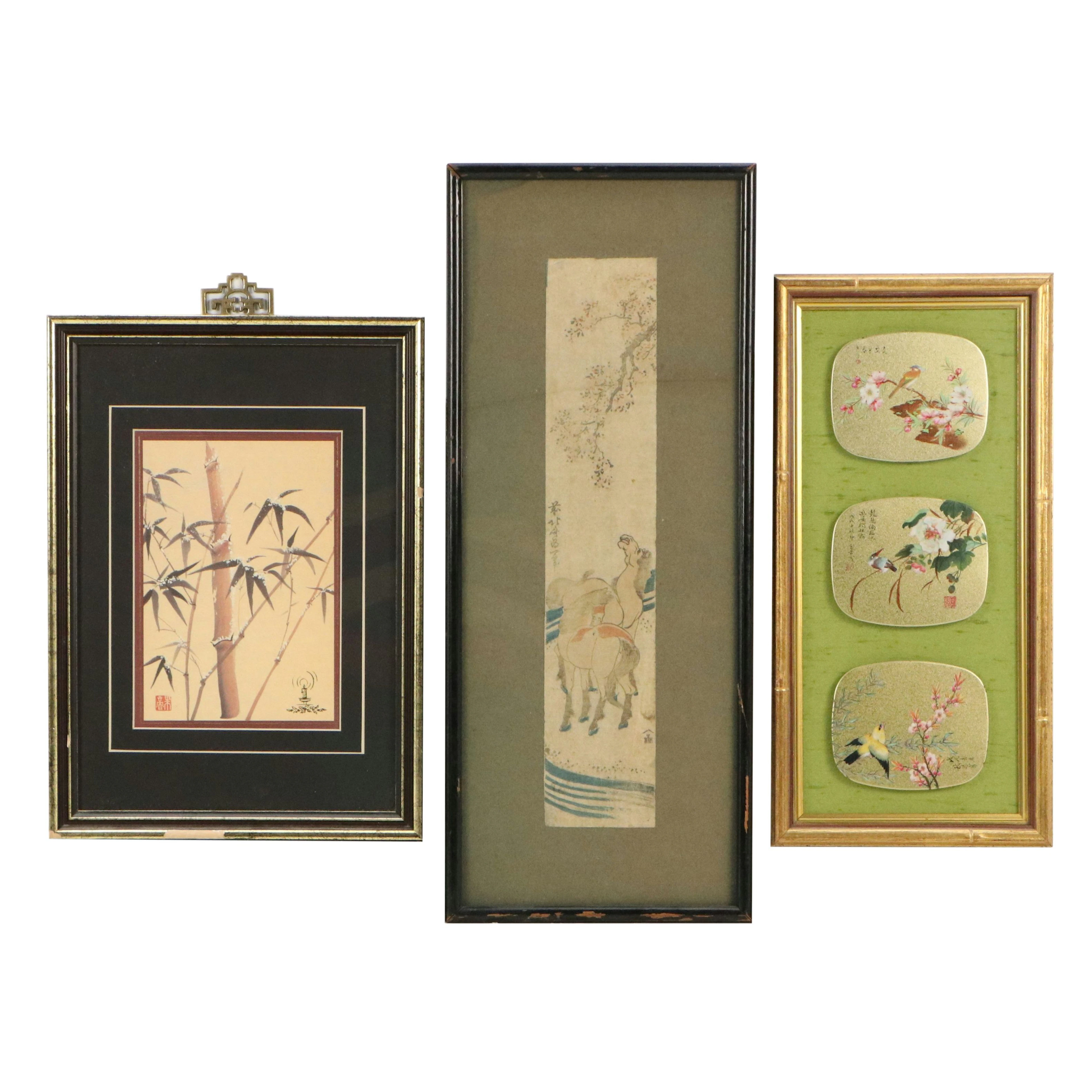 East-Asian Offset Lithograph and Woodblock Nature Prints, Mid-Late 20th Century